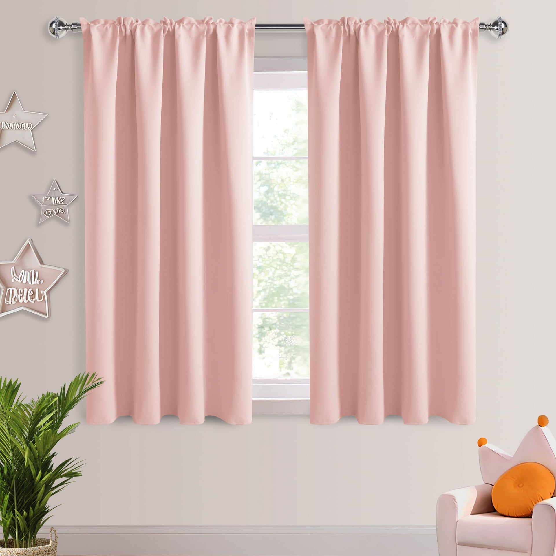 Blackout Curtains for Bedroom 52 x 45 Inch Long Blush Pink 2 Panels (2 Count)