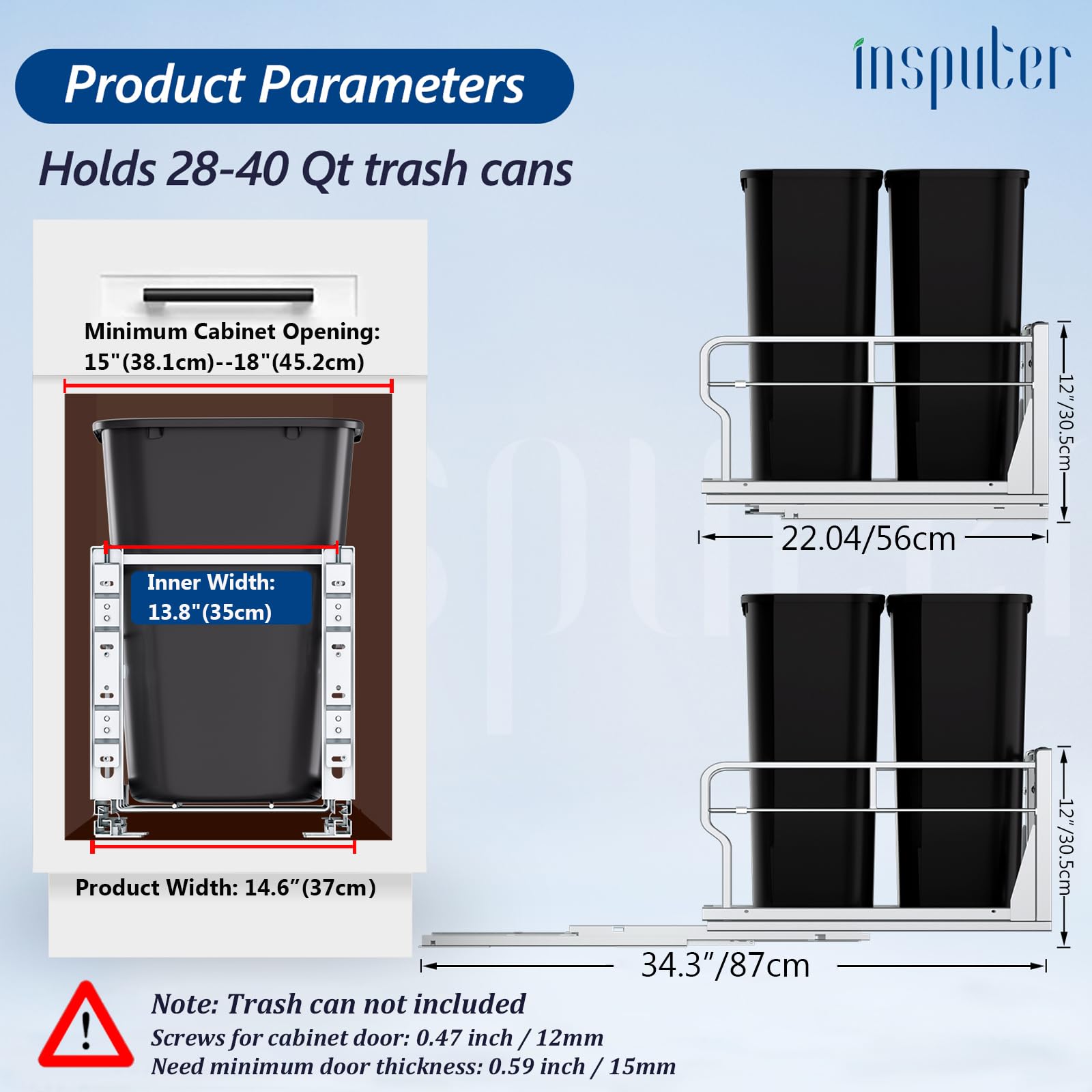 Dual Pull Out Trash Can Under Cabinet with Soft