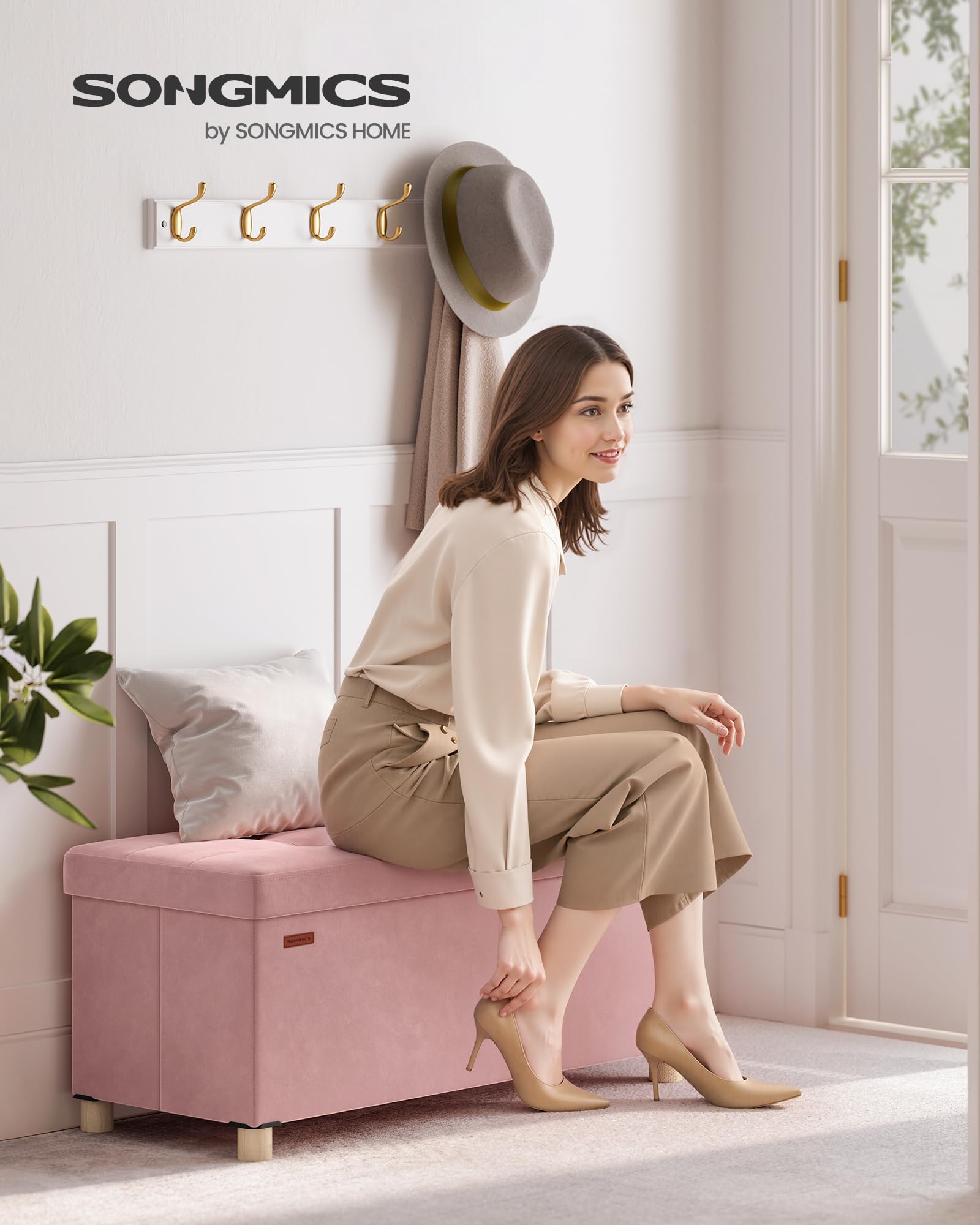 Storage Ottoman Bench with Legs