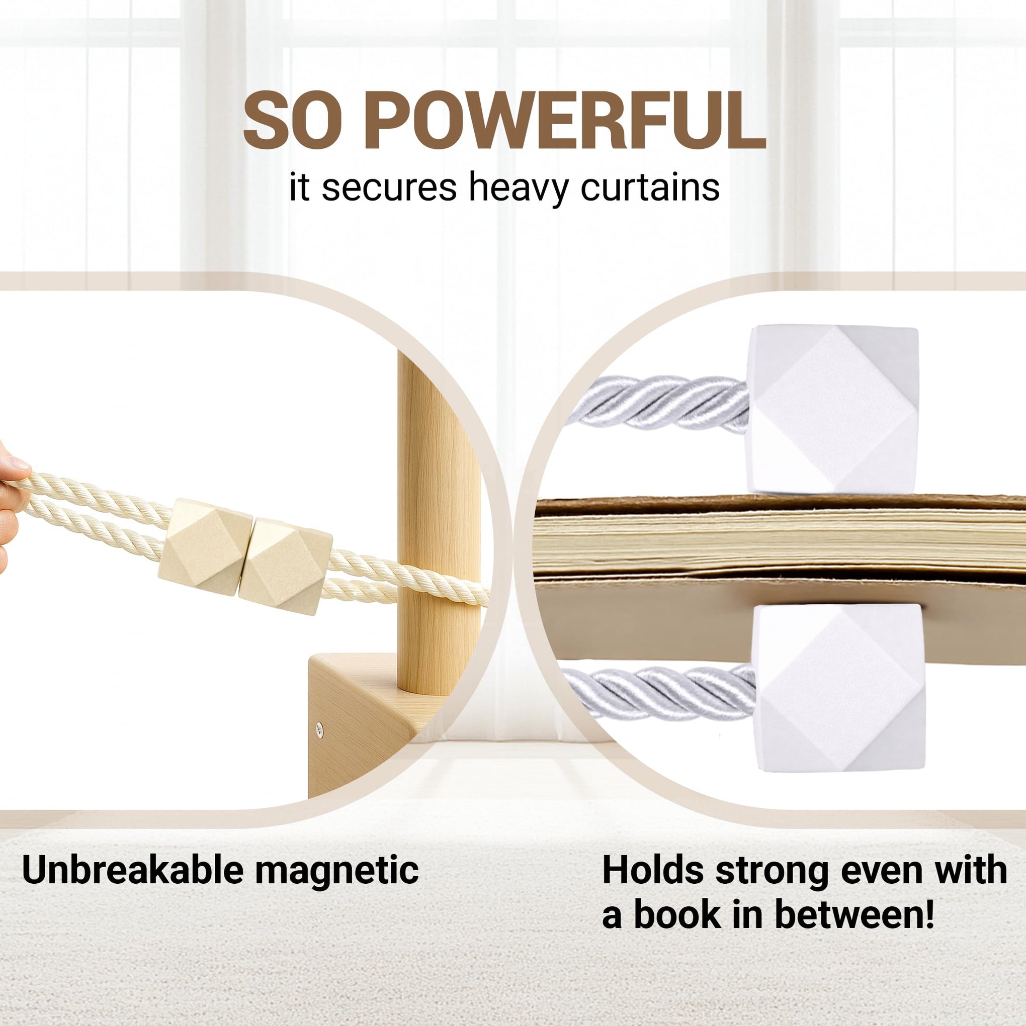 Magnetic Curtain Tiebacks Beige 6pcs (6 Count)