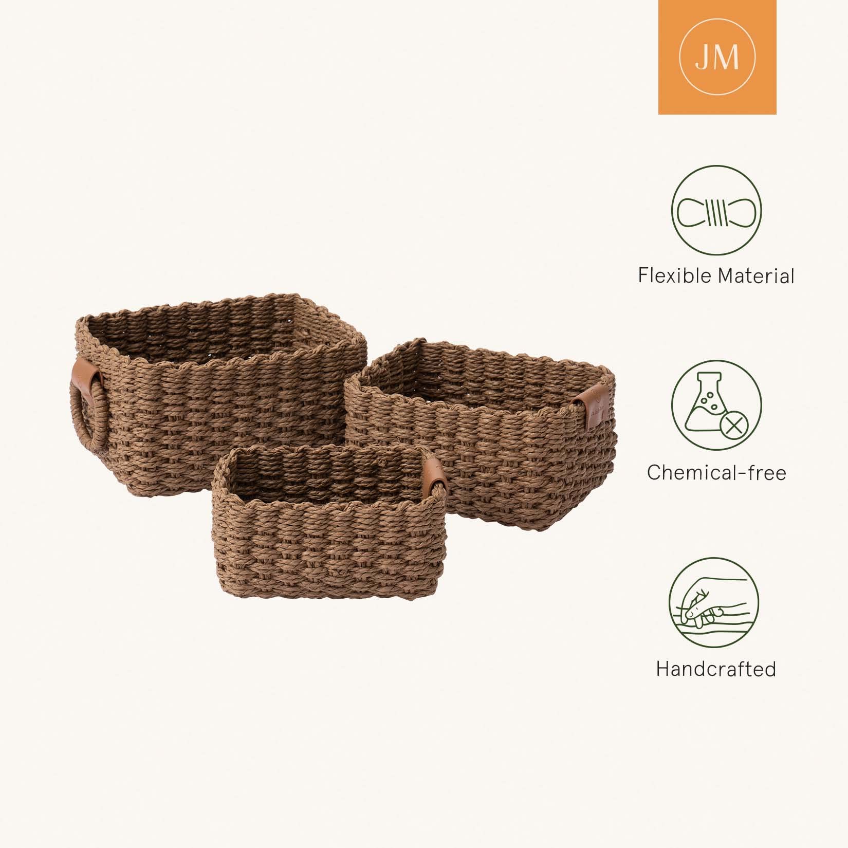 Small Wicker Baskets for Organizing (3 Count)