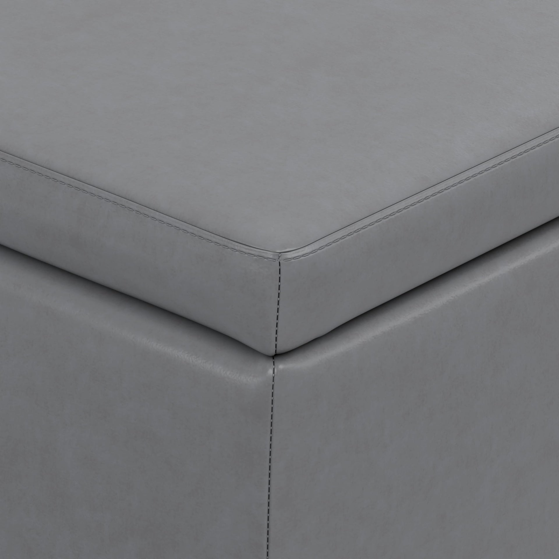 Avalon 48" Wide Vegan Leather Storage Ottoman in Stone Grey
