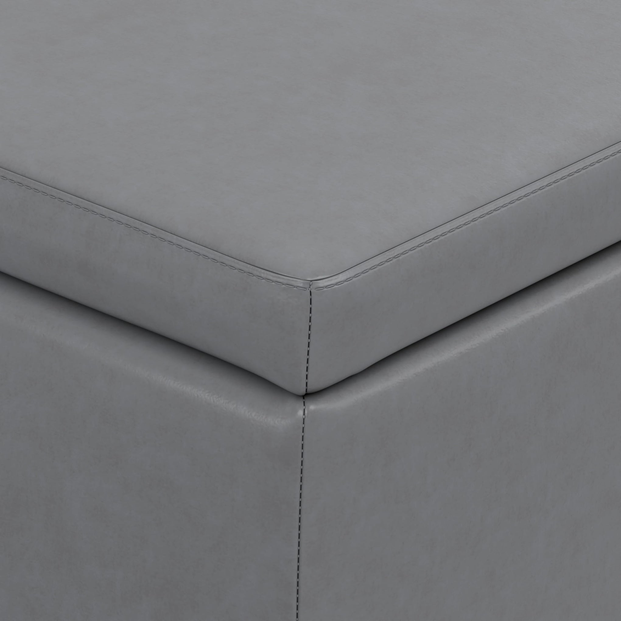 Avalon 48" Wide Vegan Leather Storage Ottoman in Stone Grey