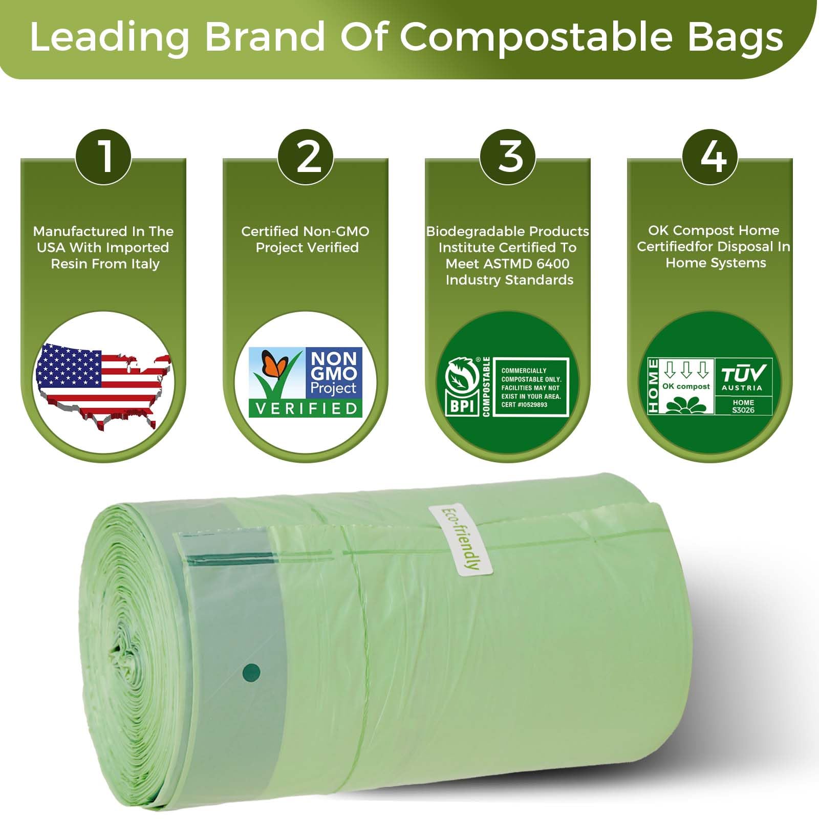 64 Gallon Compostable Trash Bags Flat (12 Count)