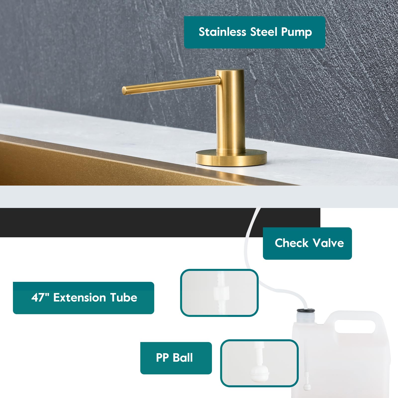 Soap Dispenser for Kitchen Sink Champagne Gold