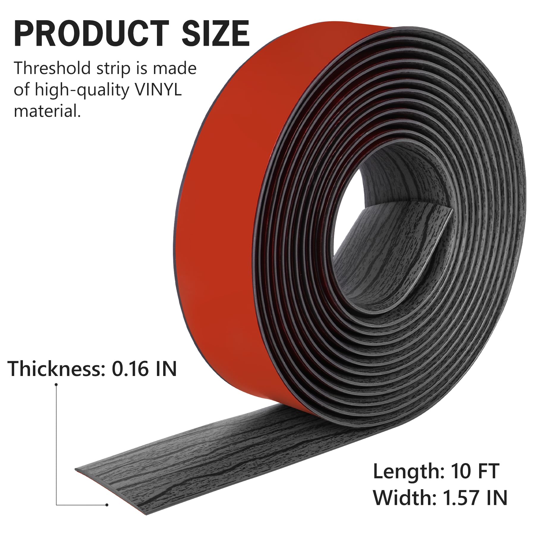 10Ft Floor Transition Strip Self Adhesive Vinyl Cover Floor Strip Flat Divider Transition Strip Wood Grain Design for Laminate Floor Gaps and Doorway Transitions (10 Foot)