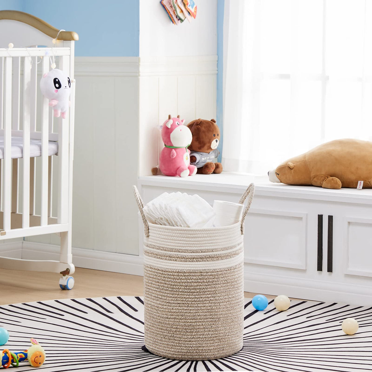 30L Small Woven Laundry Basket Hamper