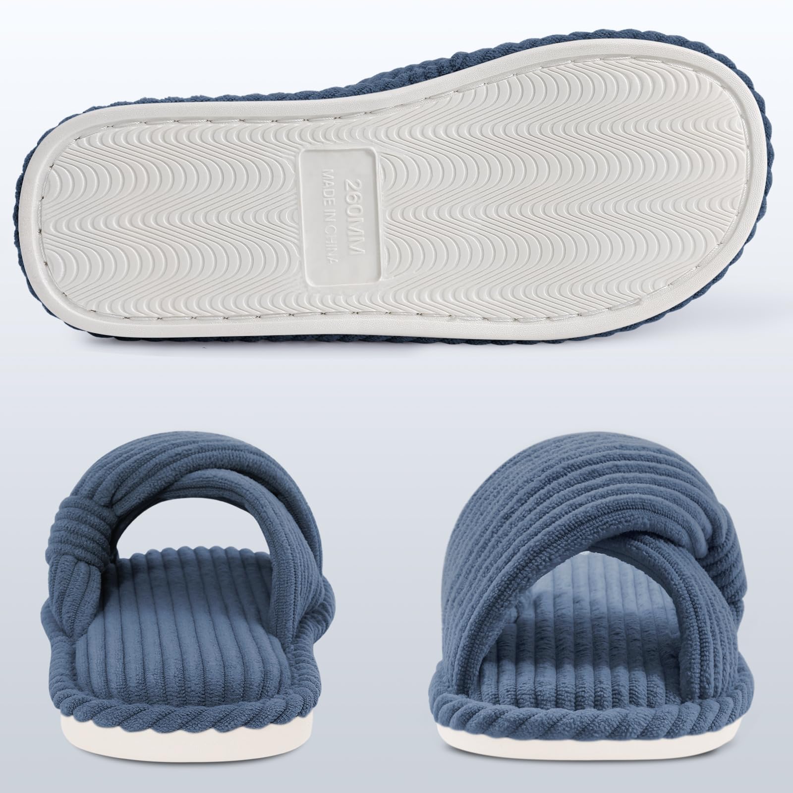 Summer House Slippers for Women Corduroy Open Toe Indoor Slippers