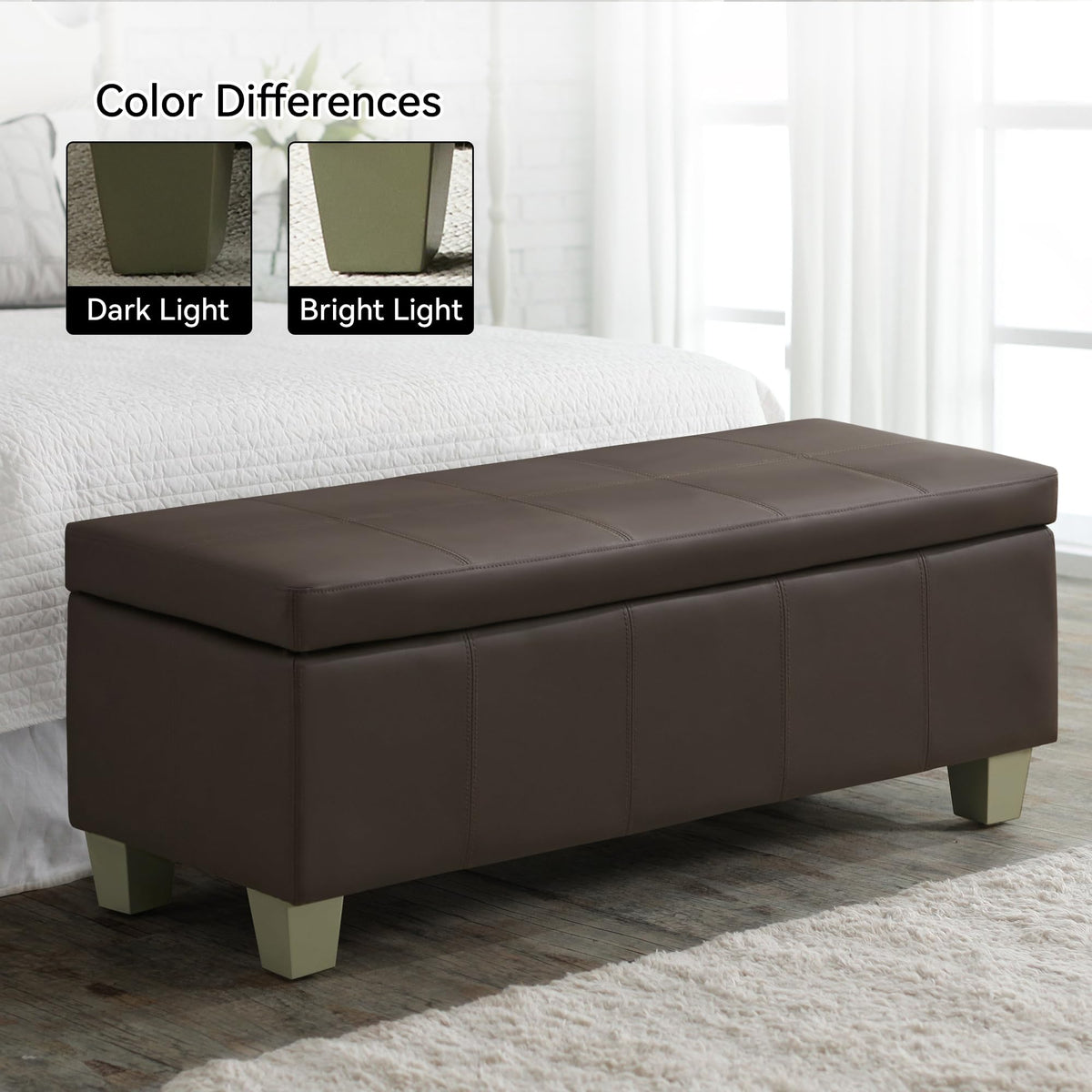 51" Faux Leather Storage Ottoman