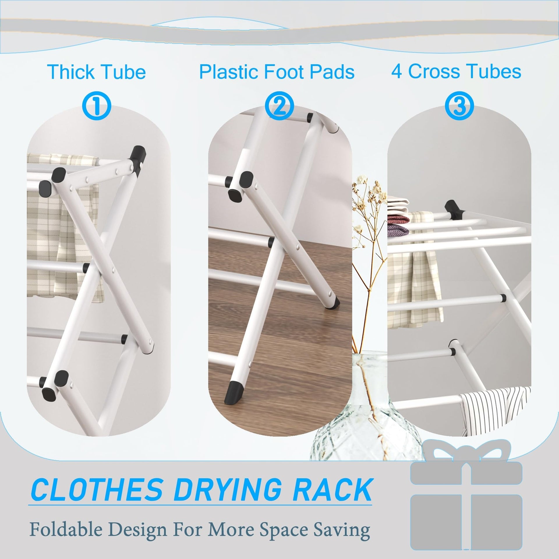 Household Indoor Folding Clothes Drying Rack