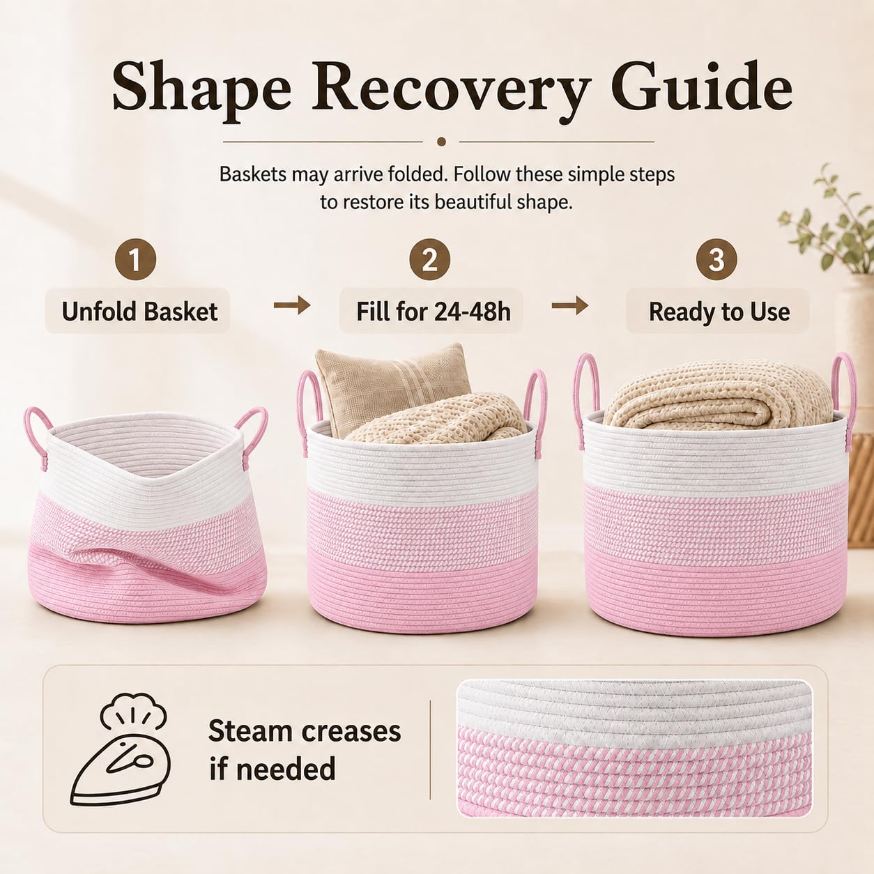 115L Extra Large Blanket Basket for Living Room