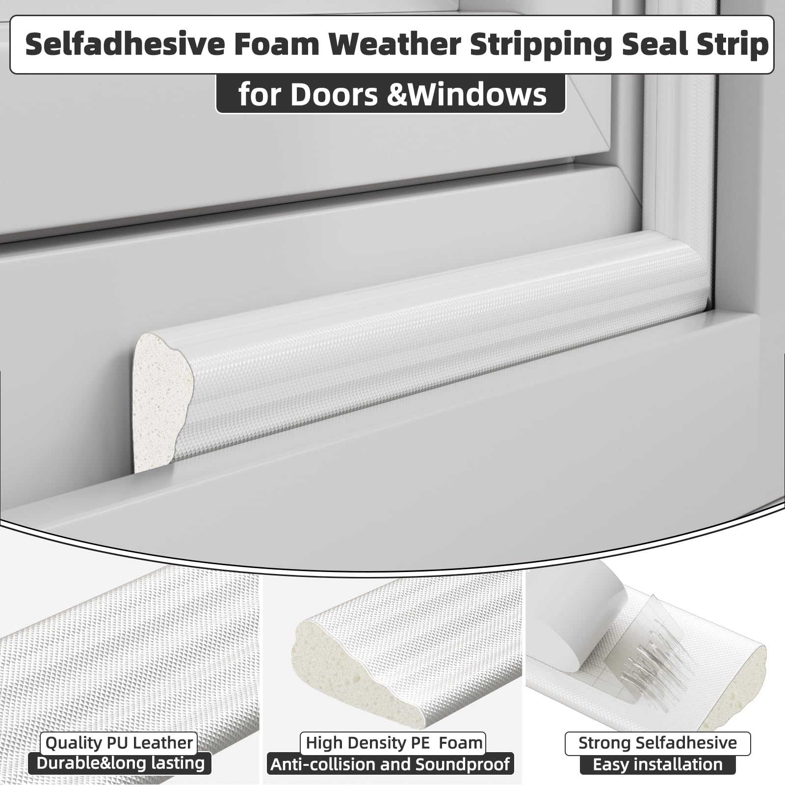 3 Pack*16.4 Ft Weather Stripping Seal Strip for Doors (49.2 Foot)