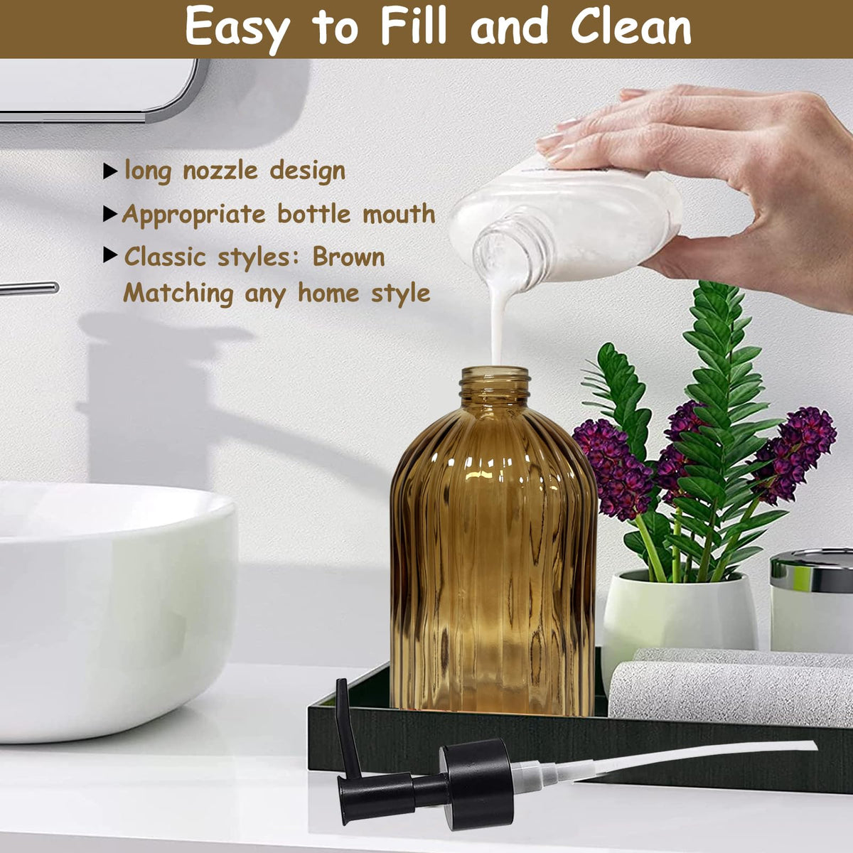 Black Pump Glass Soap Dispenser