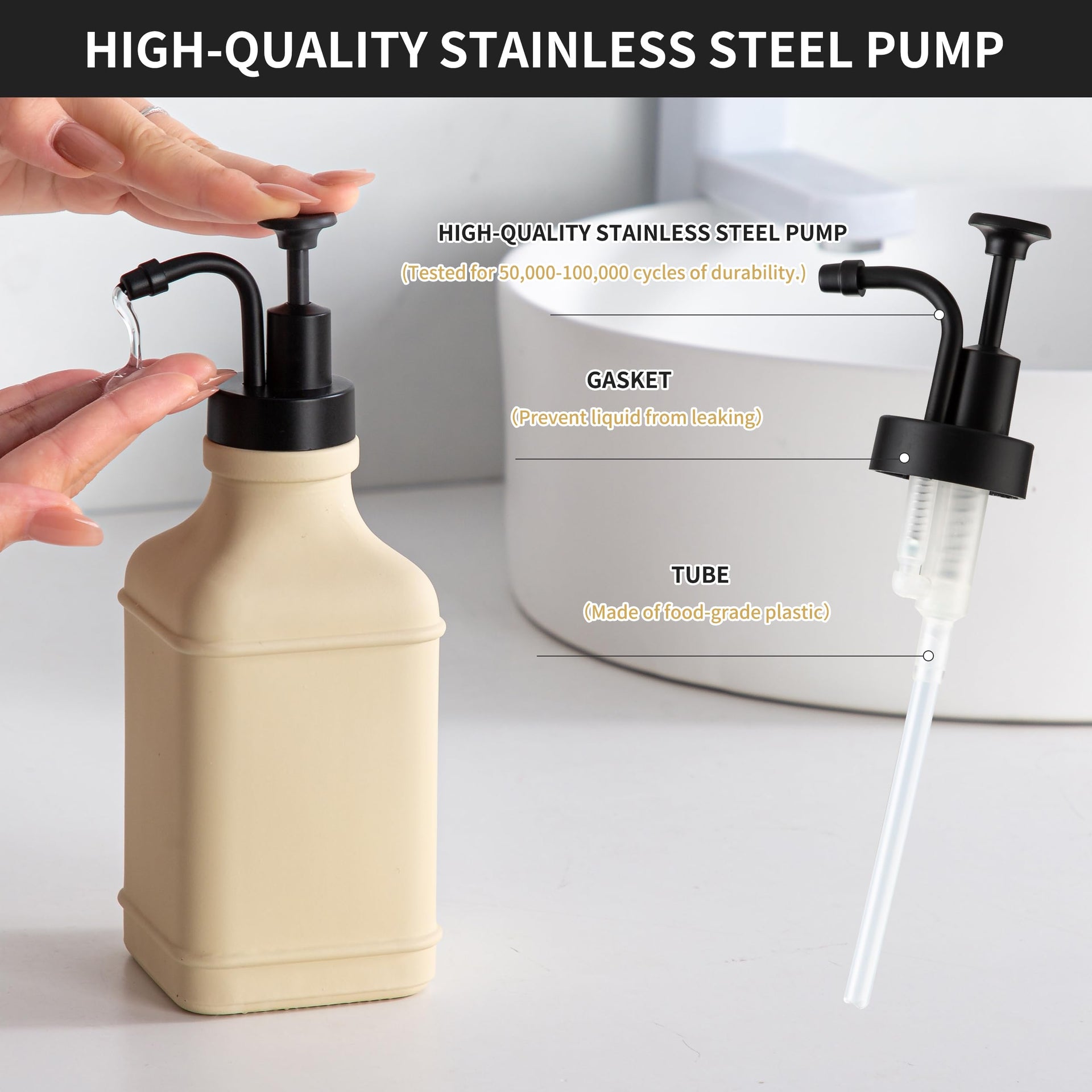 Beige Soap Dispenser