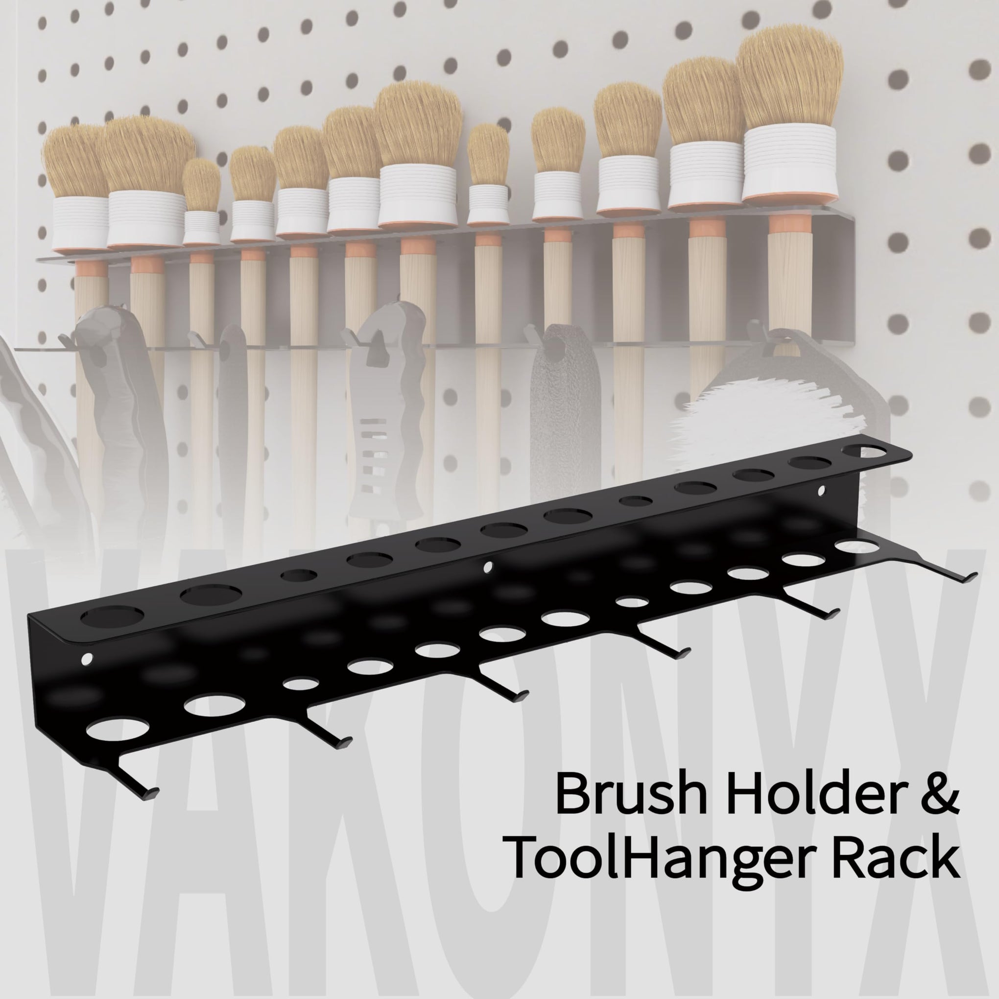 Wall Mount Brush Holder & Tool Hanger Rack for Garage
