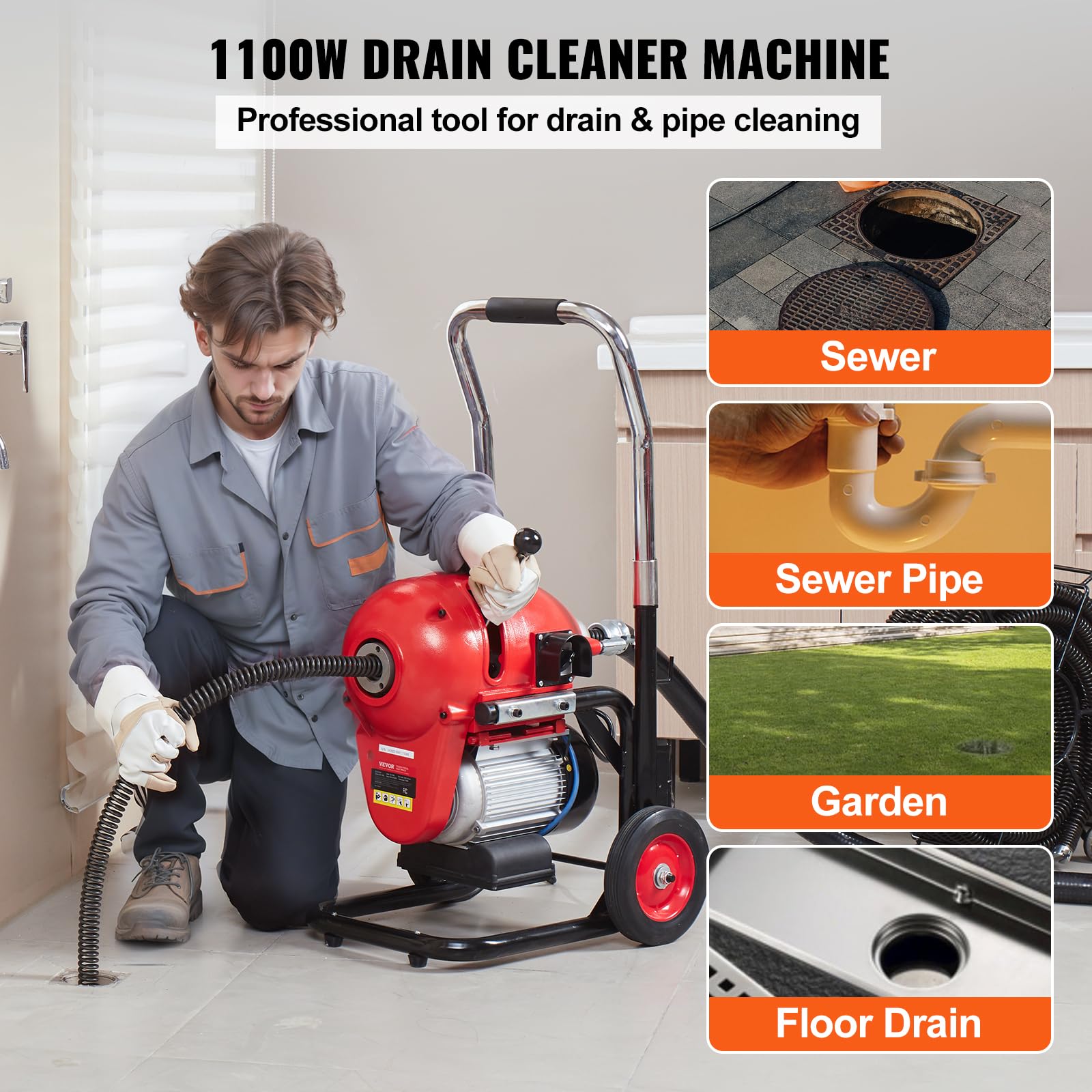 Drain Cleaner Machine 120FT x 6