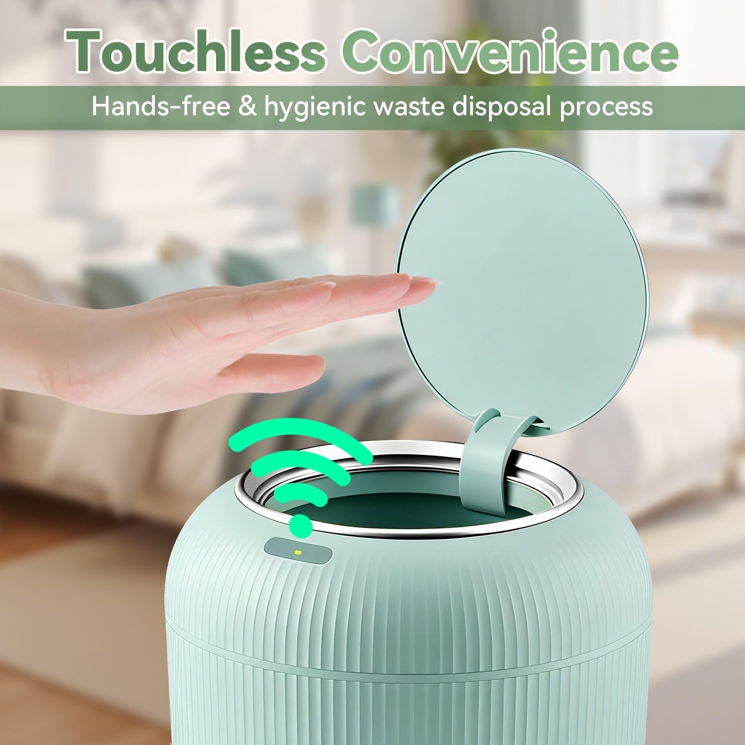 Blue Bathroom Trash Can with Lid