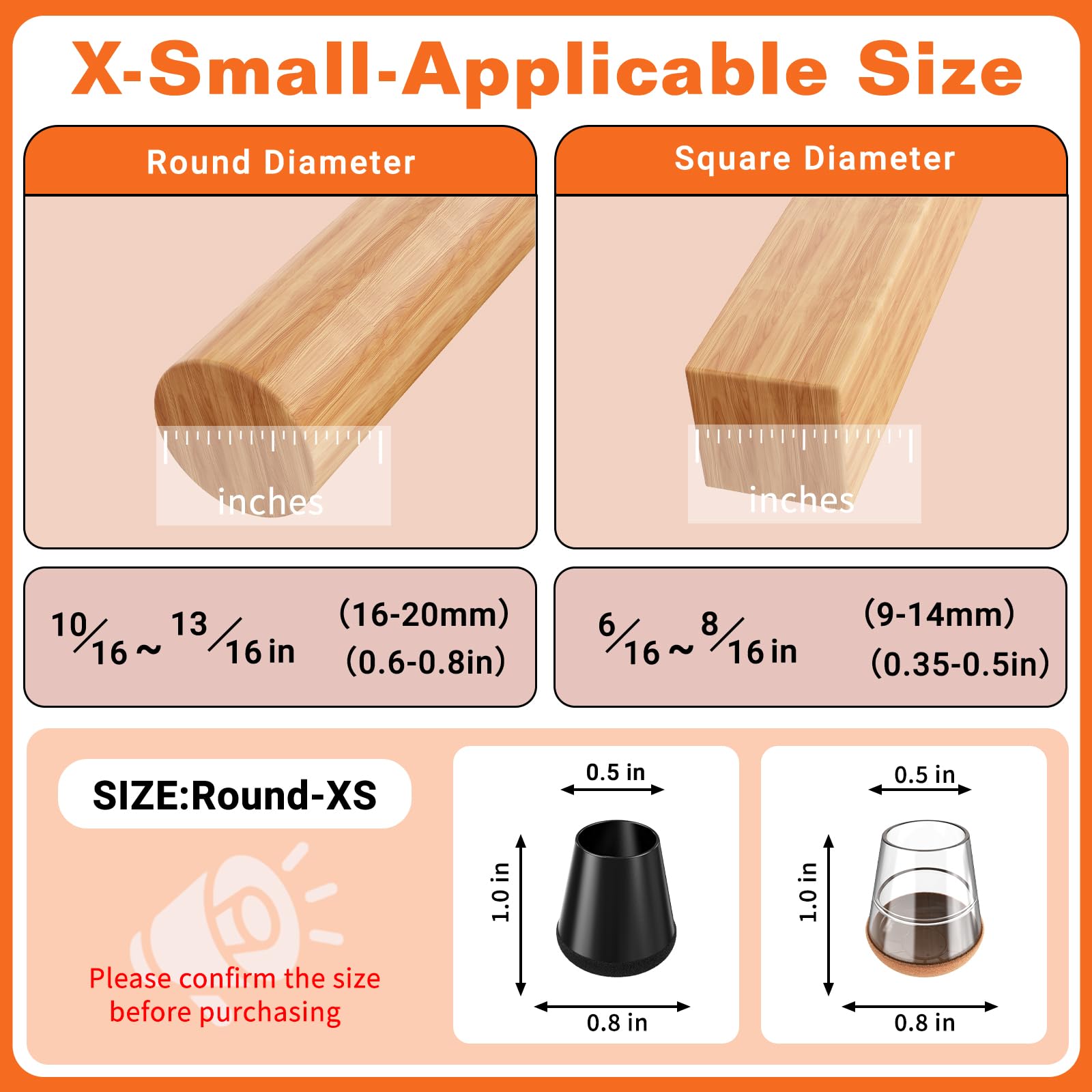 Chair Leg Floor Protectors for Hardwood Floors Extra Small 24pcs (24 Count)
