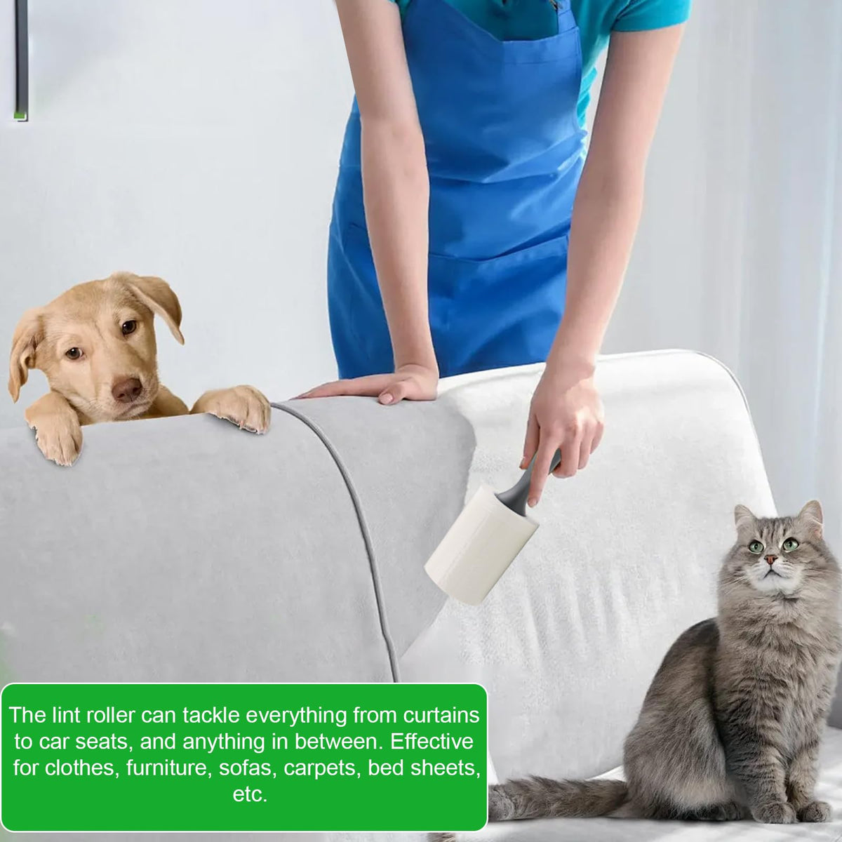 Lint Roller for Pet Hair 500 Sheets Extra Sticky Pet Hair Remover for Clothes Furniture Carpet Cleaner Cars Dogs Travel (500 Count)