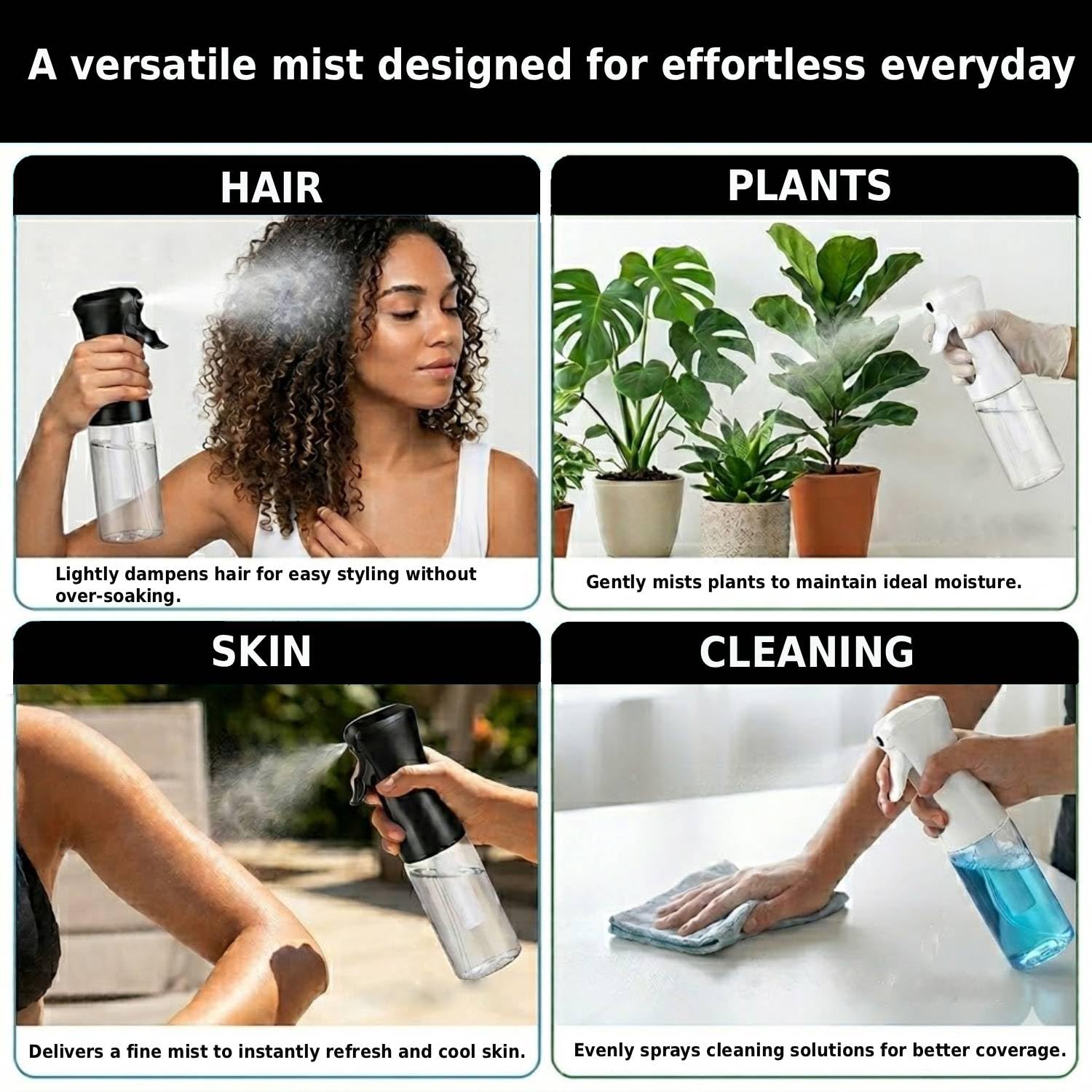 200ml Continuous Mist Spray Bottle for Hair Plants and Skin Care