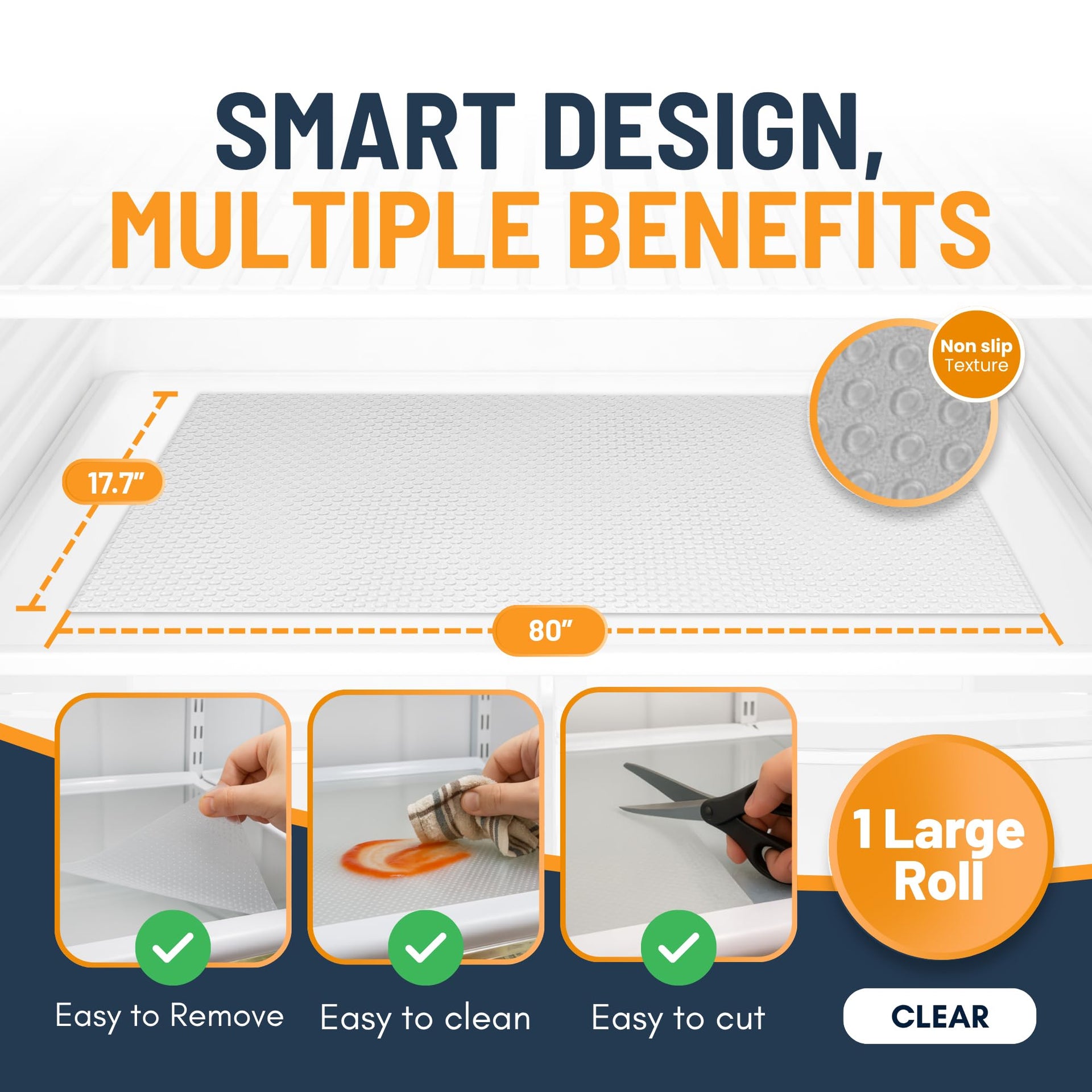 Refrigerator Liners for Shelves by Linda’s Essentials (9.83 Sq Ft)