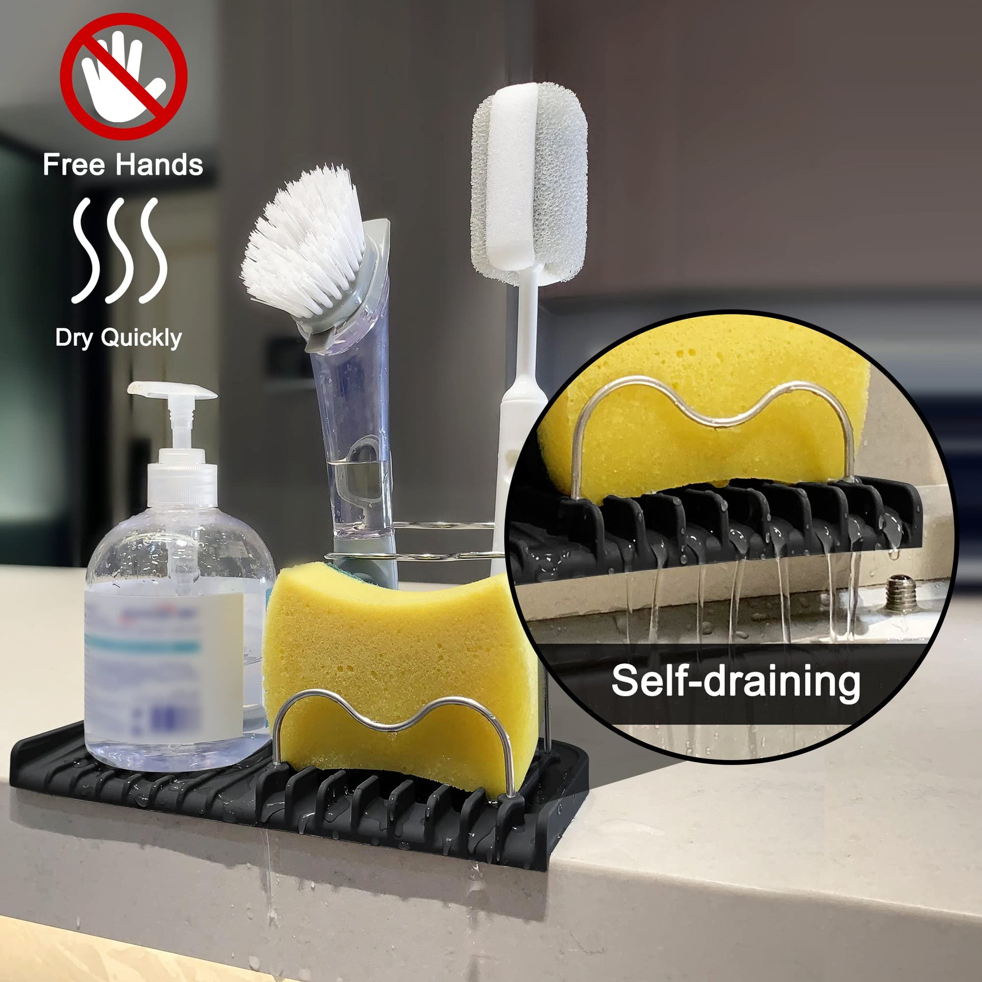 Silicone Sponge Holder Rack for Kitchen Sink