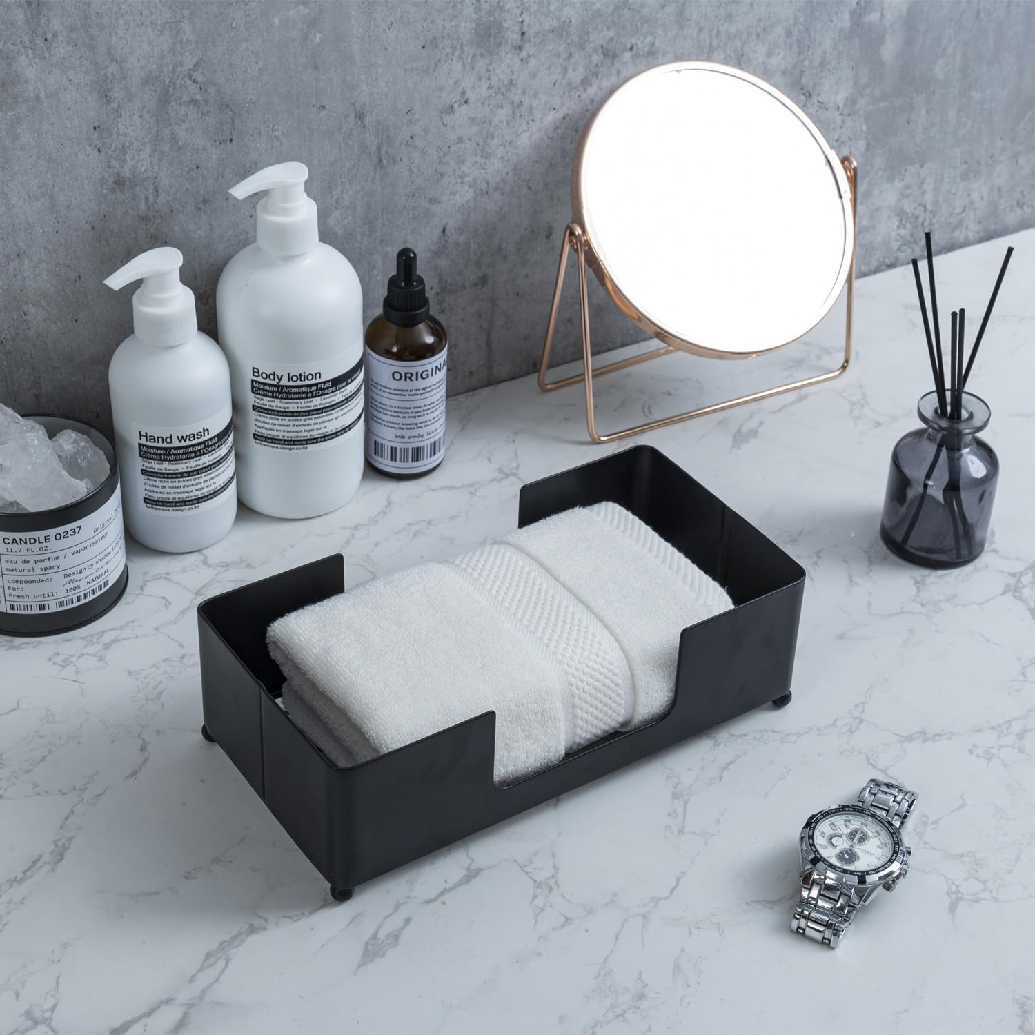 Modern Matte Black Metal Folded Paper Towel Holder for Commercial & Guest Bathroom
