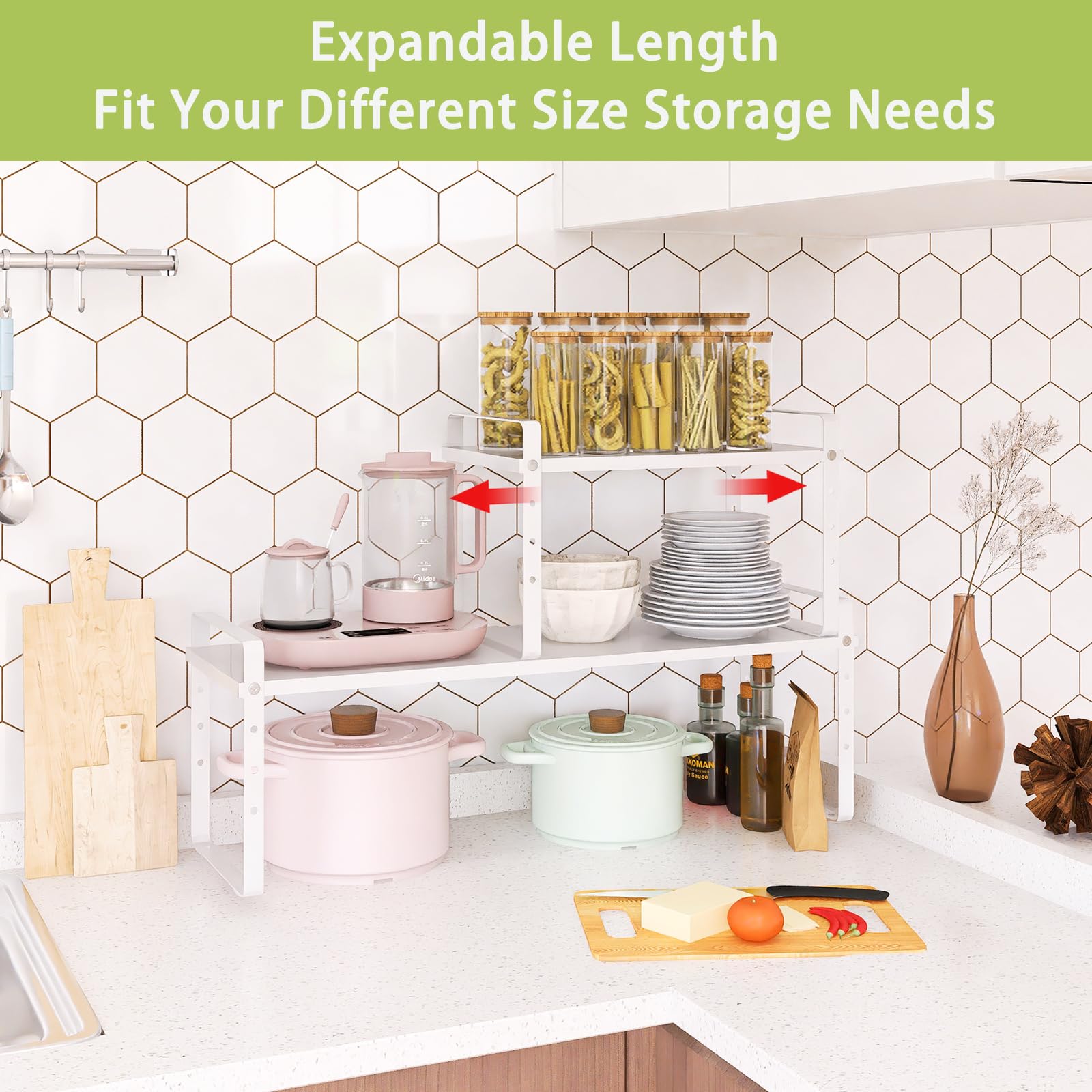 Expandable Cabinet Shelf Organizer Rack (2 Count)