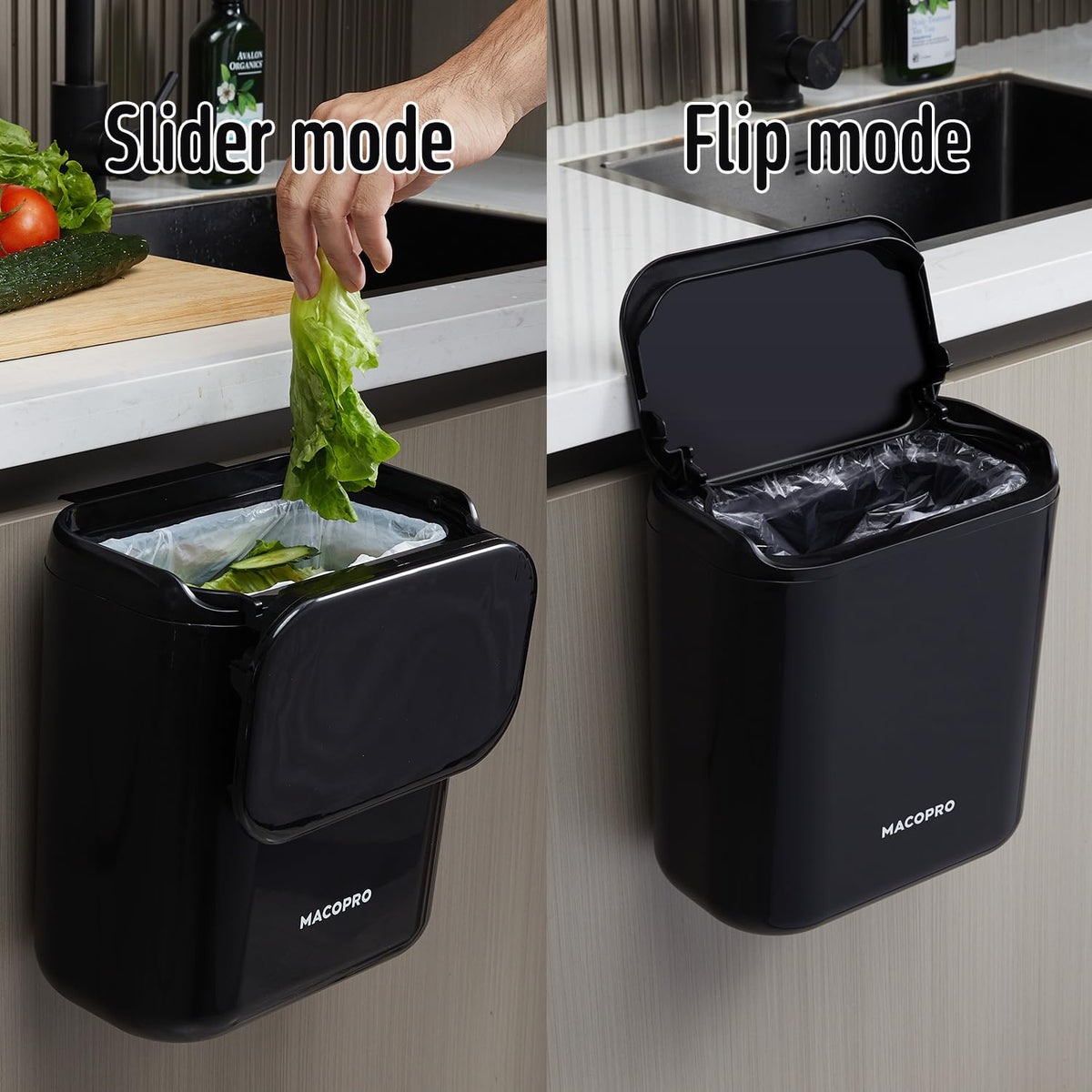 Compost Bin Hanging Trash Can with Lid Under Sink for Kitchen (337.92 Fl Oz)