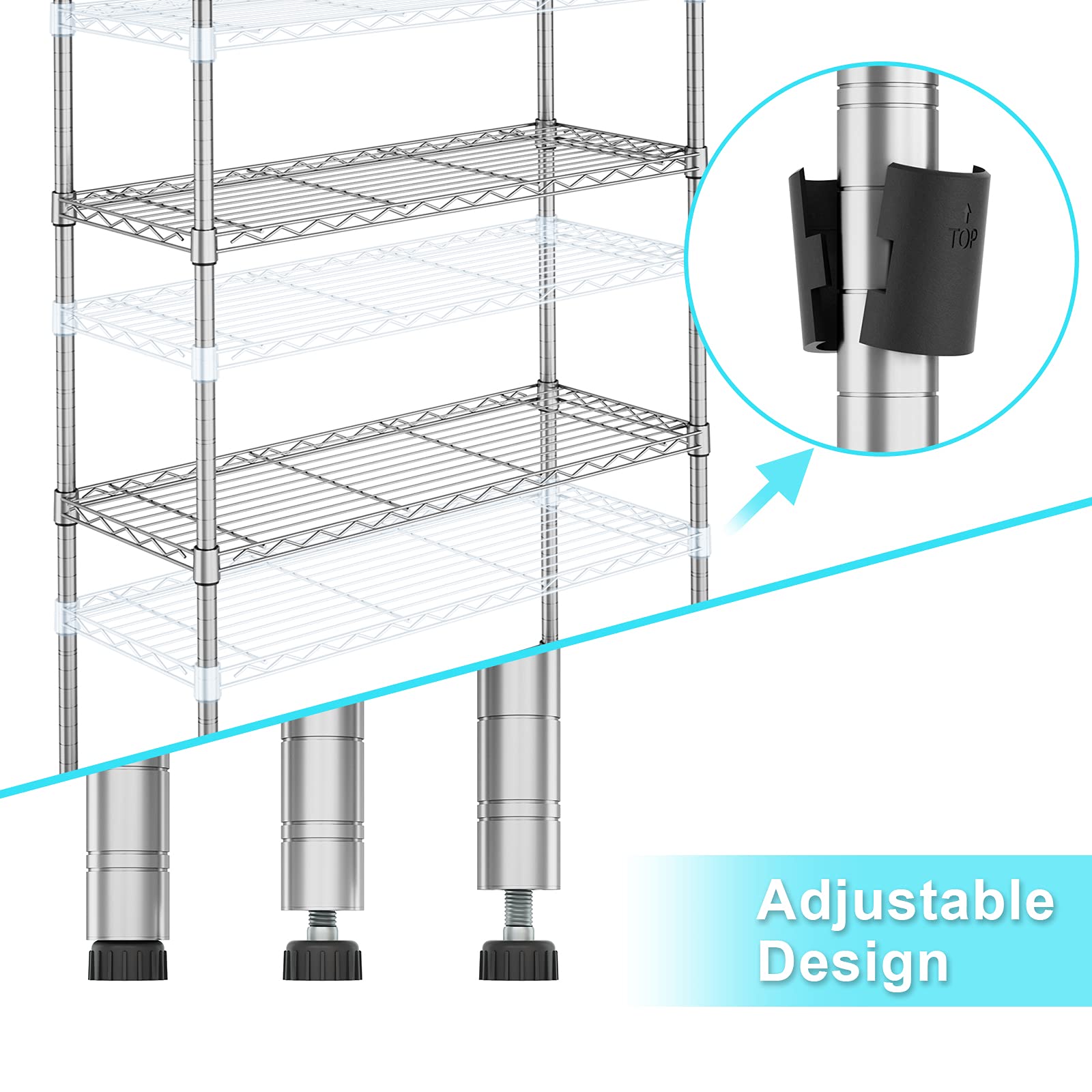 5 Tier Heavy Duty Wire Shelving