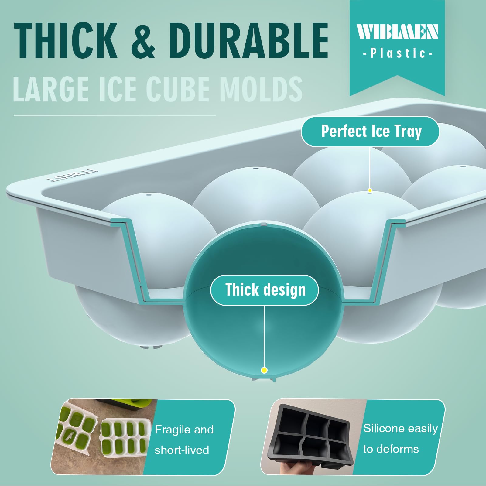 2.5 Inch Large Ice Cube Molds (34.4 Ounce)