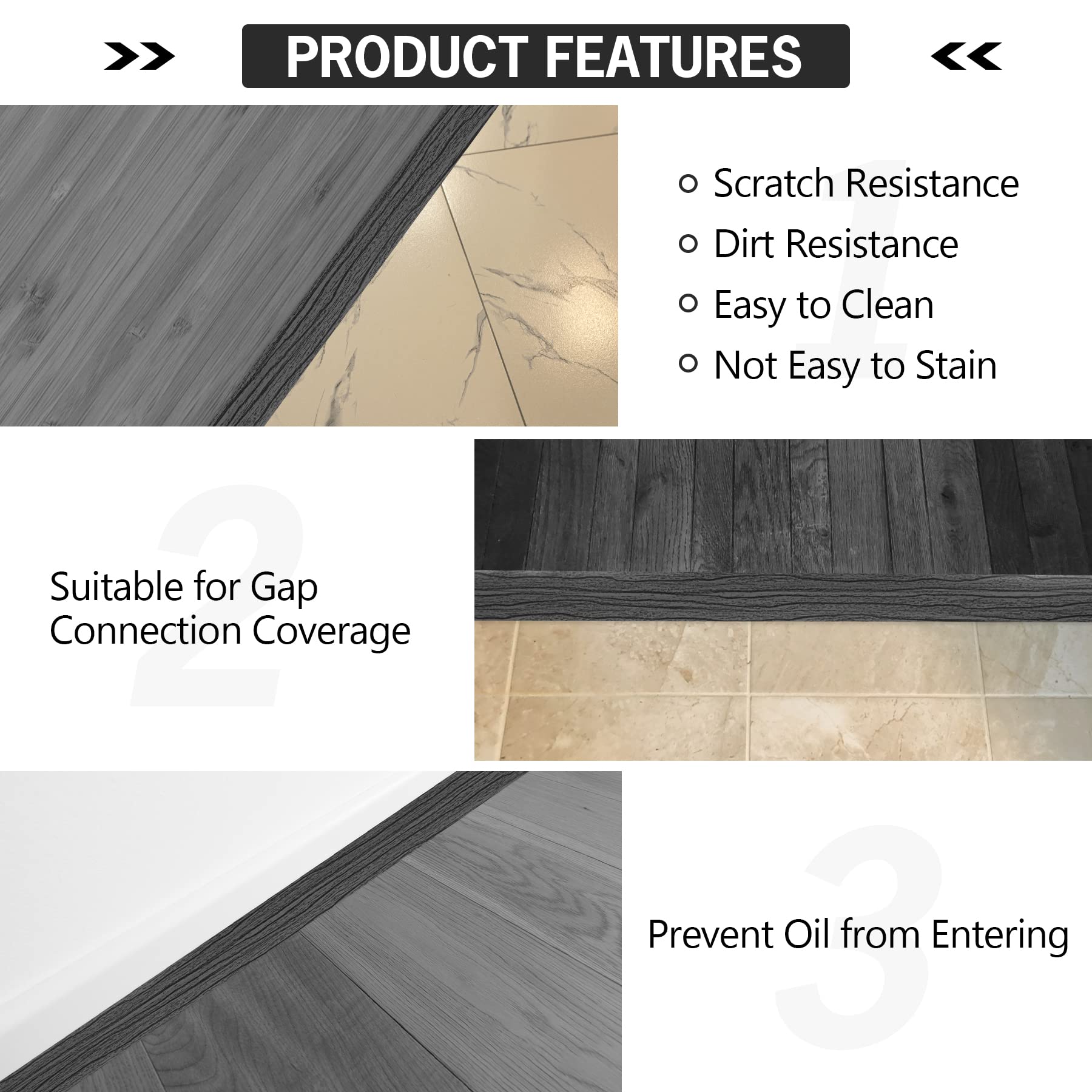 16.4Ft Floor Transition Strip Self Adhesive Vinyl Cover Floor Strip Flat Divider Transition Strip Wood Grain Design for Laminate Floor Gaps and Doorway Transitions (16.4 Foot)