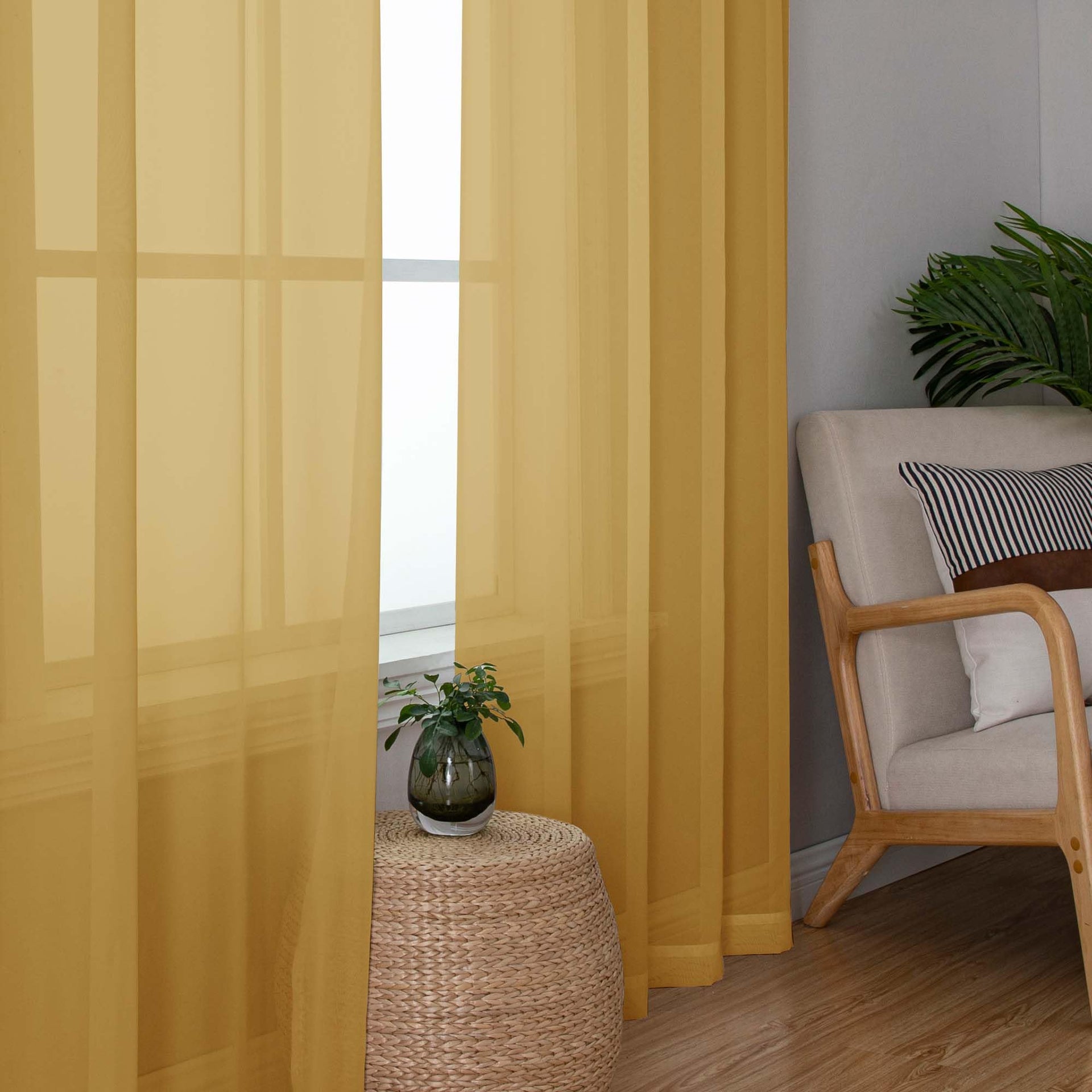Sheer Gold Curtains 90 inches Long 2 Panels (2 Count)