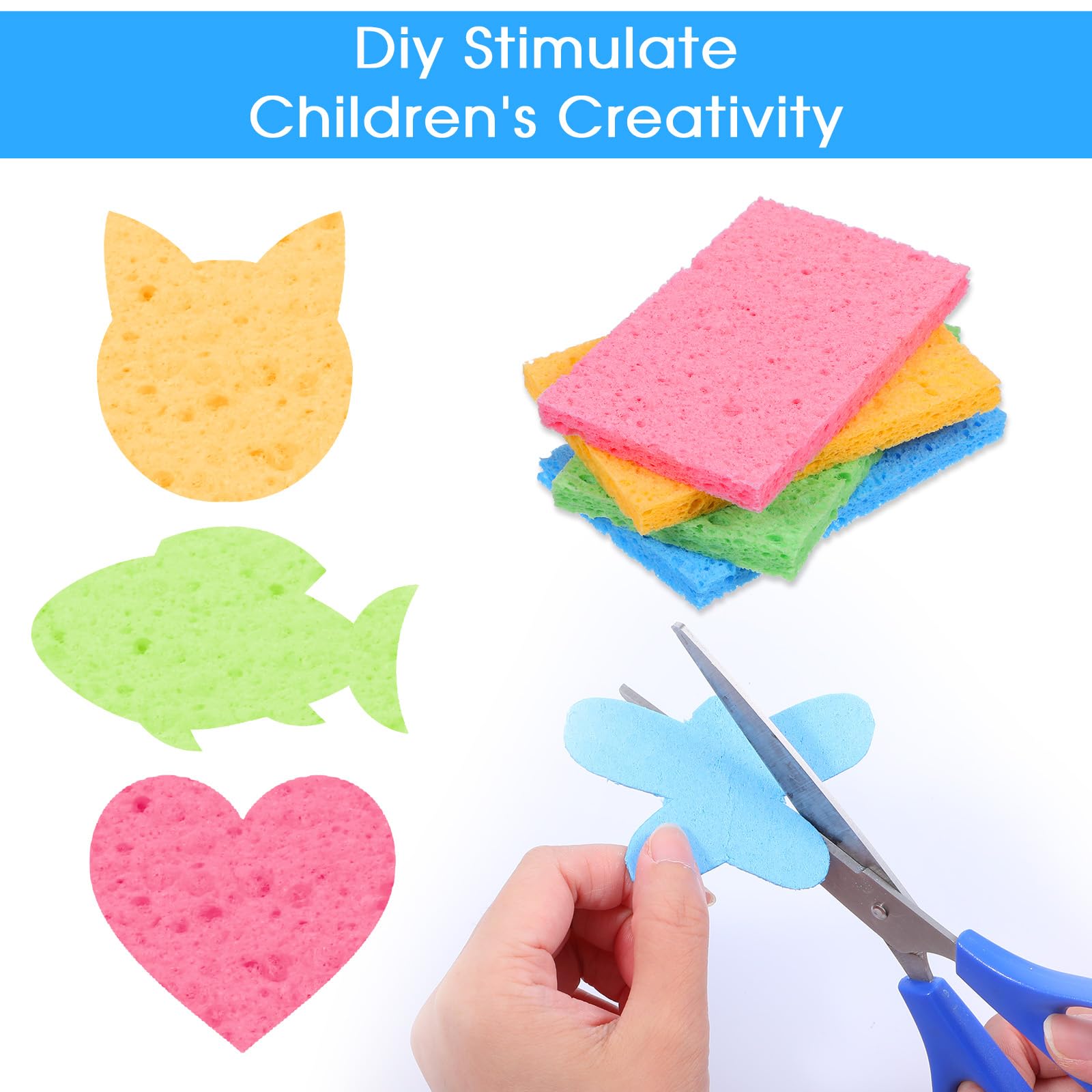 100pcs Kitchen Sponges Bulk Natural Sponges for Dishes Reusable Dish Sponge Scrub Compressed Wood Pulp Sponge Non (100 Count)