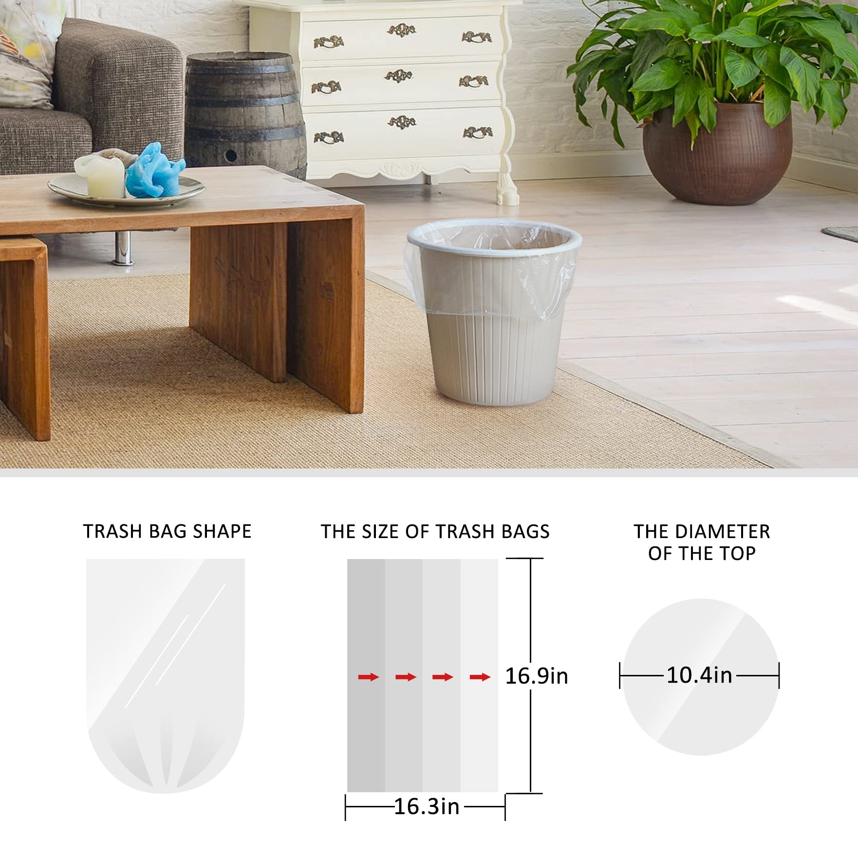 1.2 Gallon 220 Counts Strong Trash Bags Garbage Bags