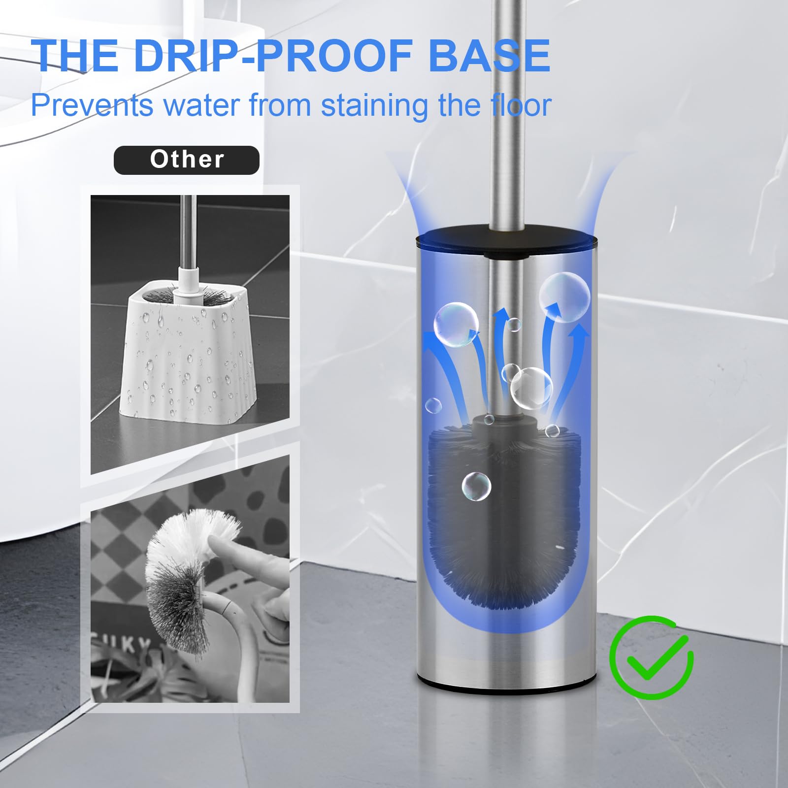 04 Stainless Steel Toilet Bowl Cleaner Brush and Holder Set