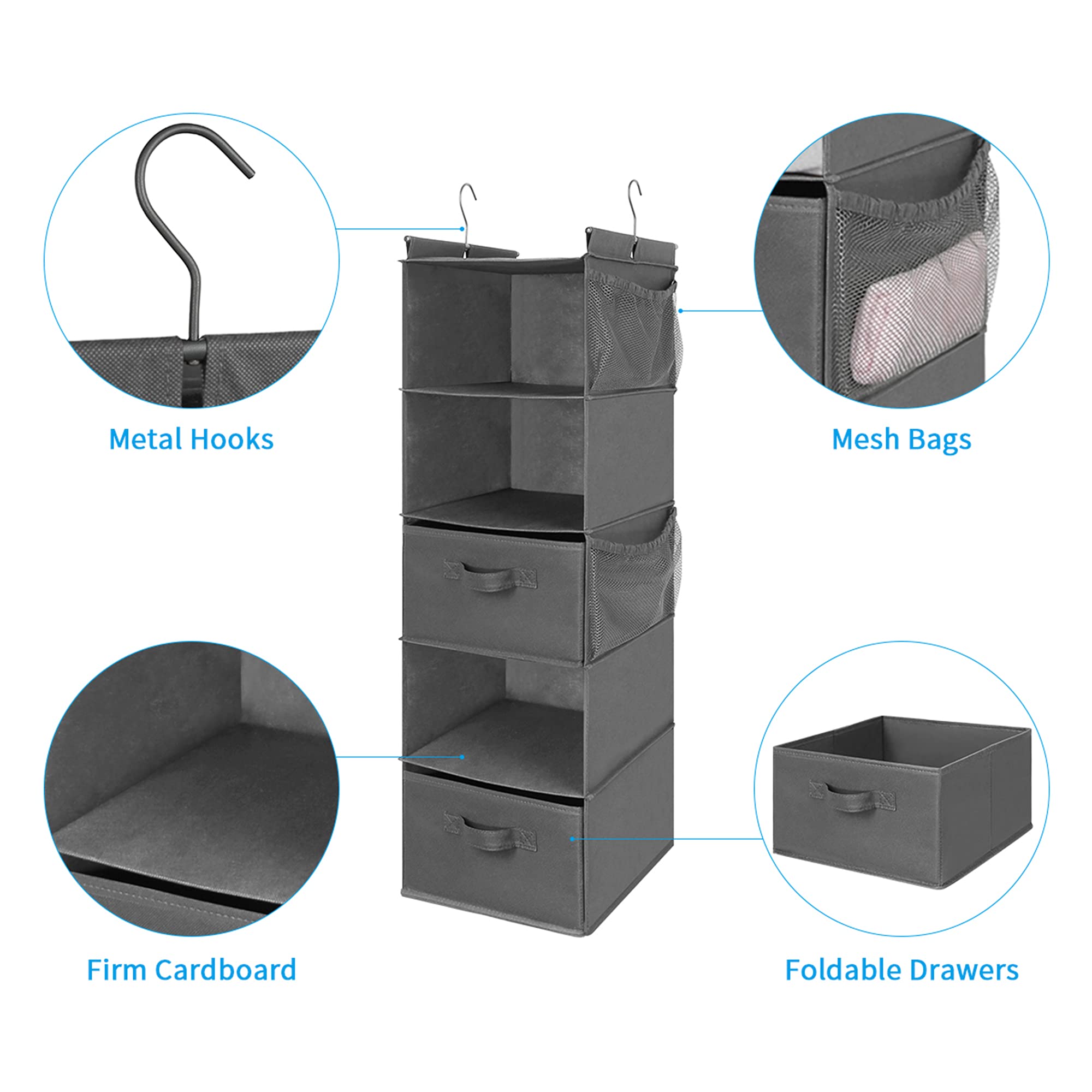 5 Tier Shelf Hanging Closet Organizer