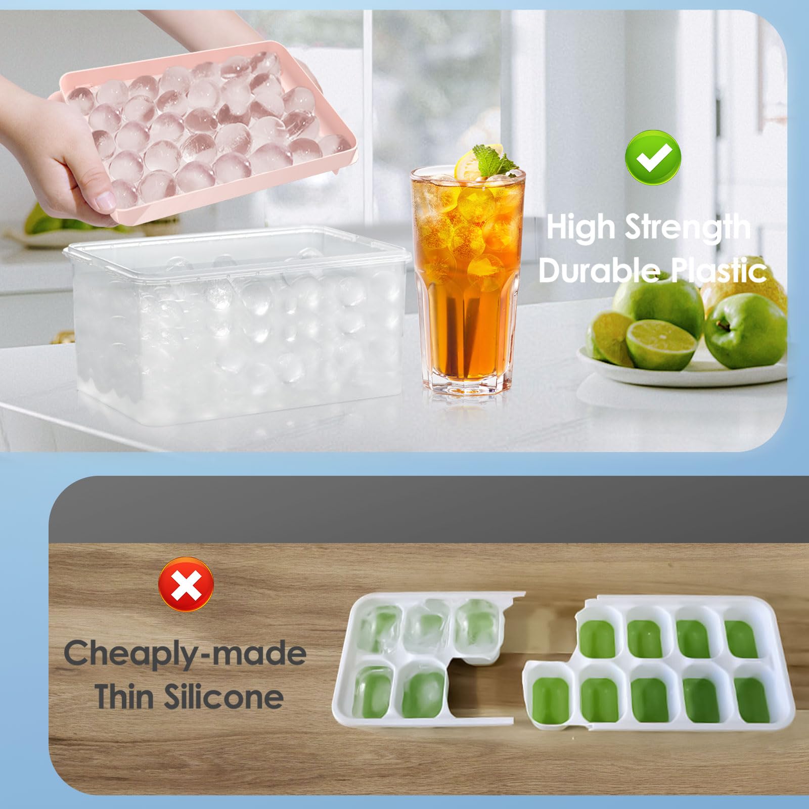 Ice Cube Tray with Lid and Bin