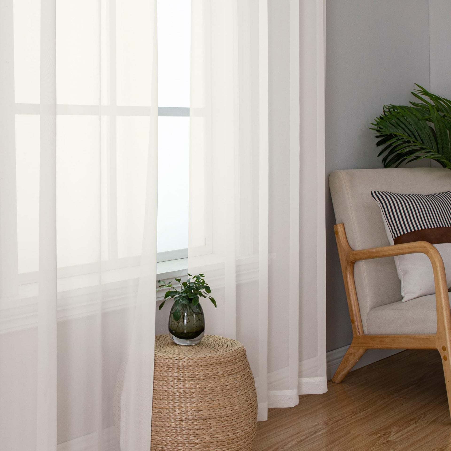 Sheer Ivory Curtains 90 inches Long 2 Panels (2 Count)