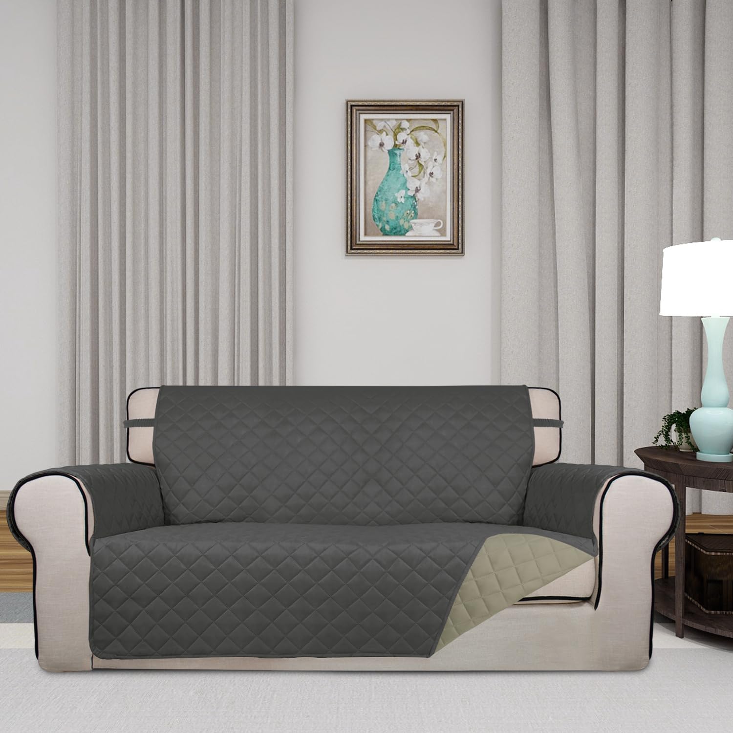 Reversible Quilted Couch Covers for Dogs Loveseat Sofa Cover 54"