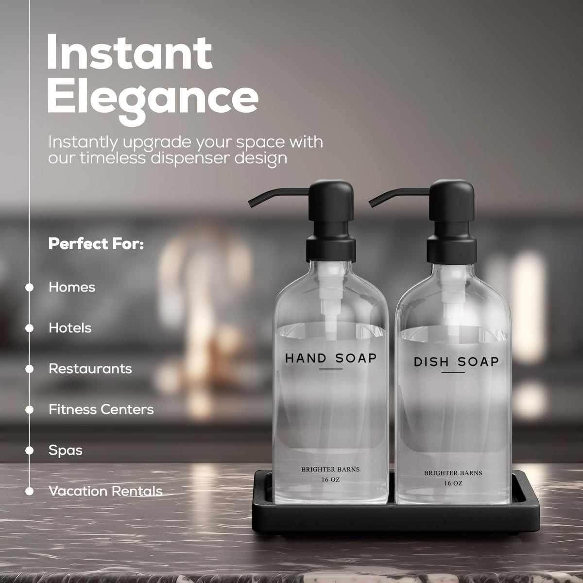 Glass Hand and Dish Soap Dispenser Set by Brighter Barns