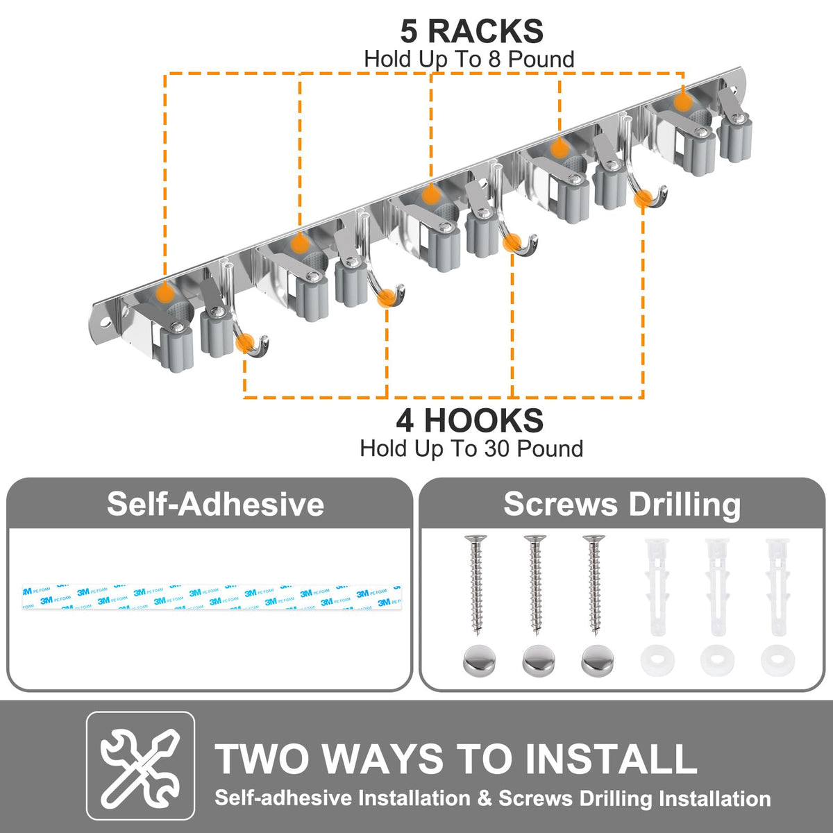 Broom Holder Wall Mount