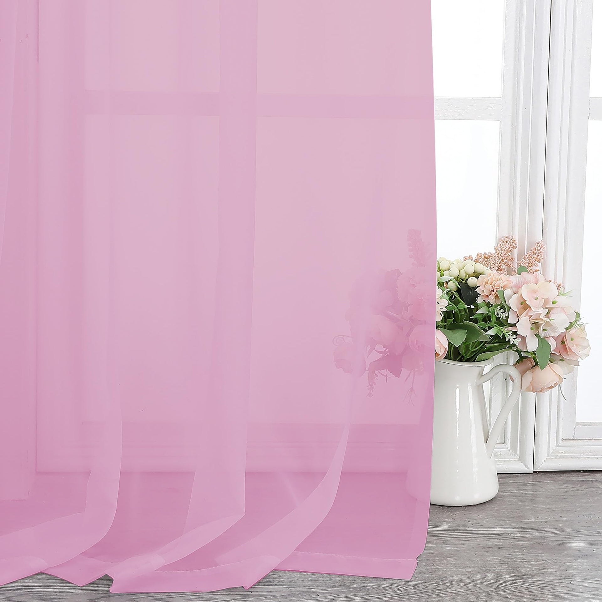 Pink Sheer Curtains 84 Inches Long for Living Room (2 Count)