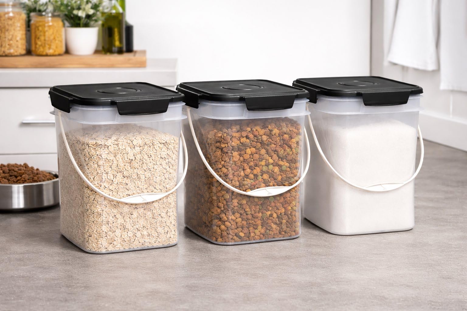 4 Gallon Square Food Grade Bucket Pail with Plastic Handles and Lid