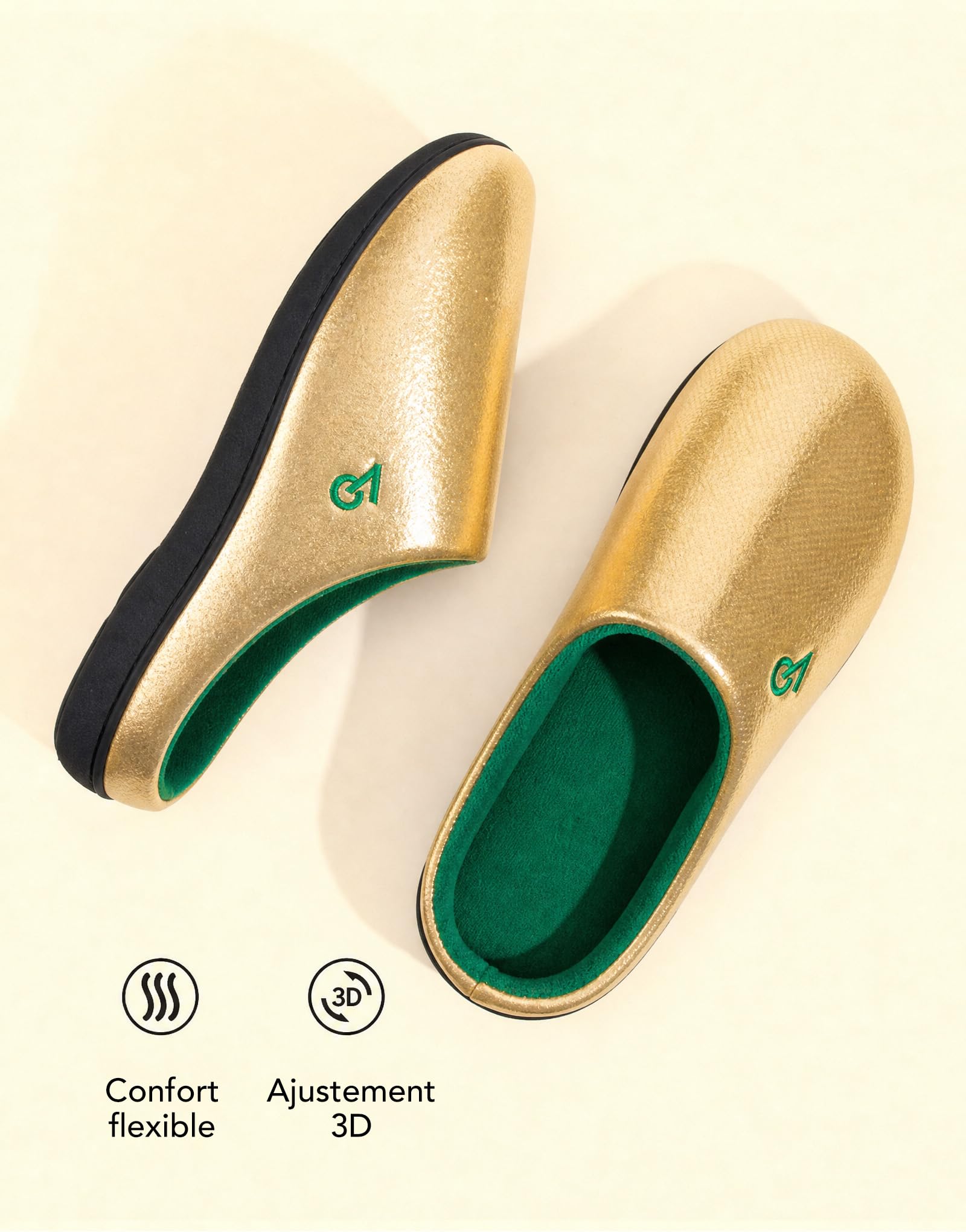 Men's Two Tone Cozy House Slippers Pitch Gold