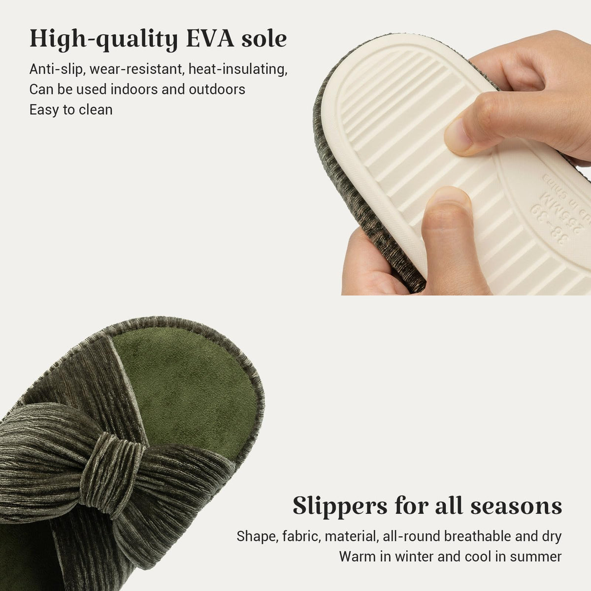 Slippers for Women Memory Foam House Bedroom Bow Crossbands Pearlescent Slipper Shoes Comfy Trendy Gift Slippers Olive Size 11 12 10.5