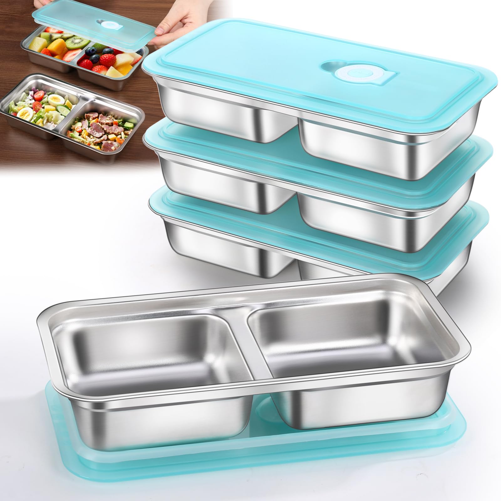4 Pack Stainless Steel Snack Containers Reusable