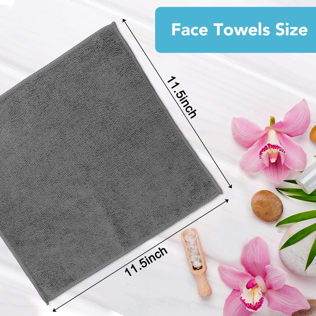 Wash Cloths Face Towels 12x12 Inch 10 Pack (10 Count)