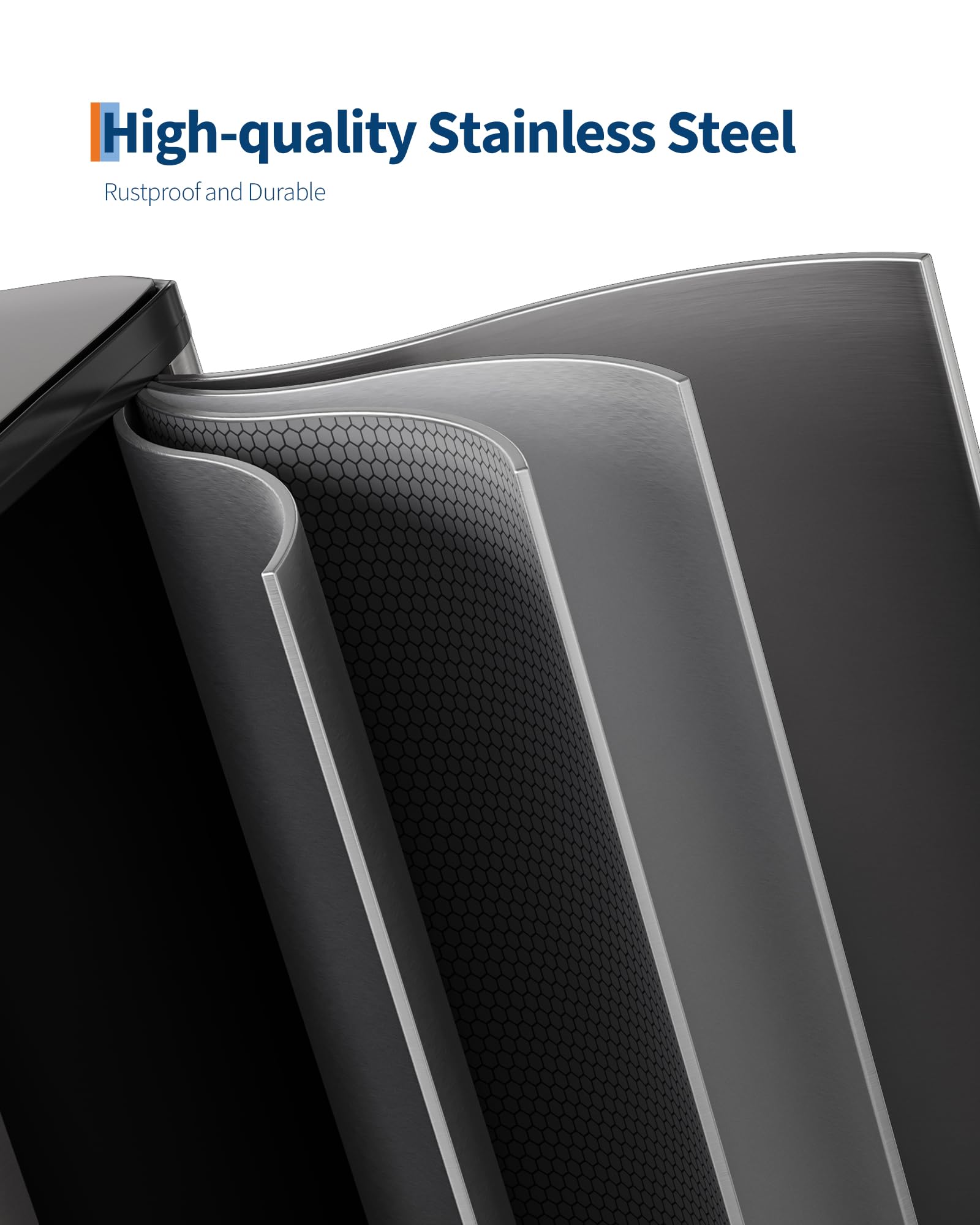 2 x 10.6 gal Stainless Steel Double Trash Can with Lid for Kitchen