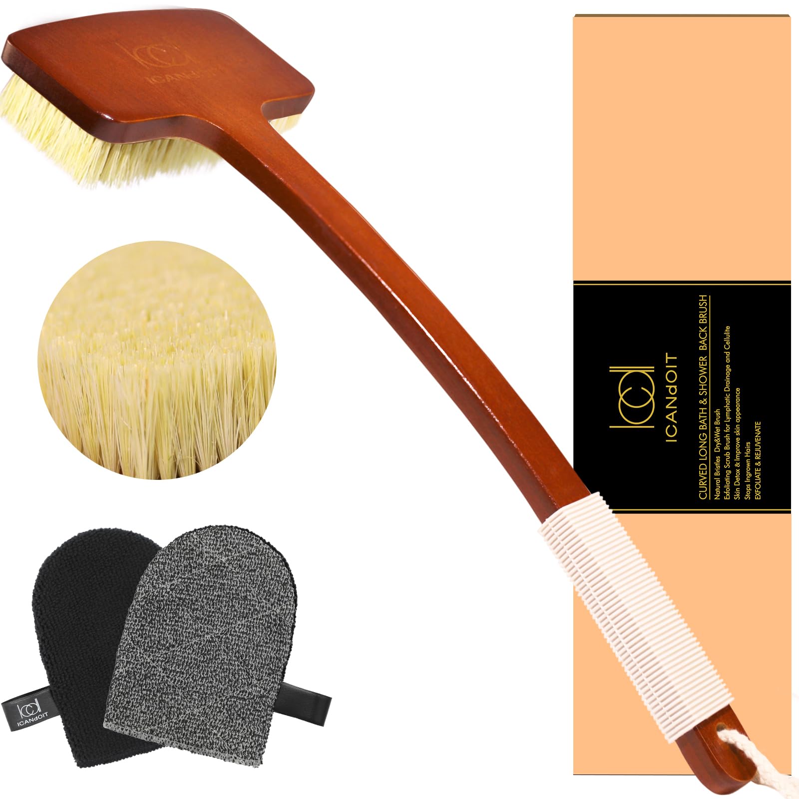 Stiff Sisal Bristles Back Scrubber Set